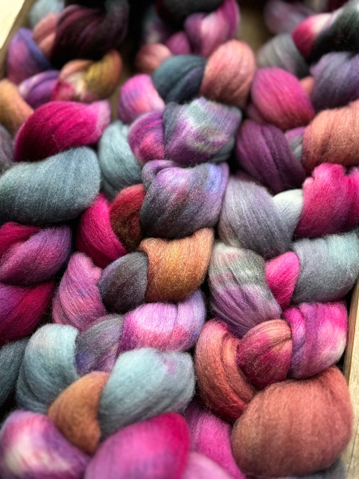 One of a Kind Batch - 100 grams of Spinning Fibre - 100% Targhee - 23 Micron - Hand Dyed Combed Top