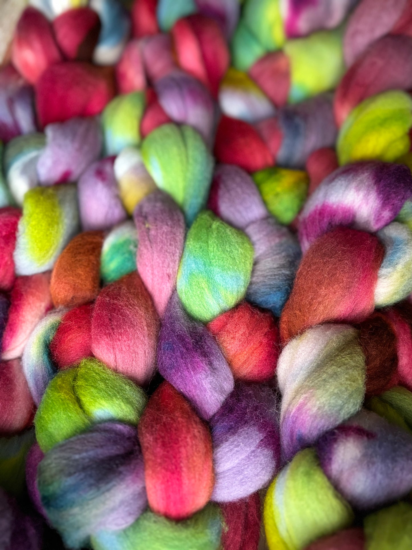 One of a Kind Batch - 100 grams of Spinning Fibre - 100% Targhee - 23 Micron - Hand Dyed Combed Top