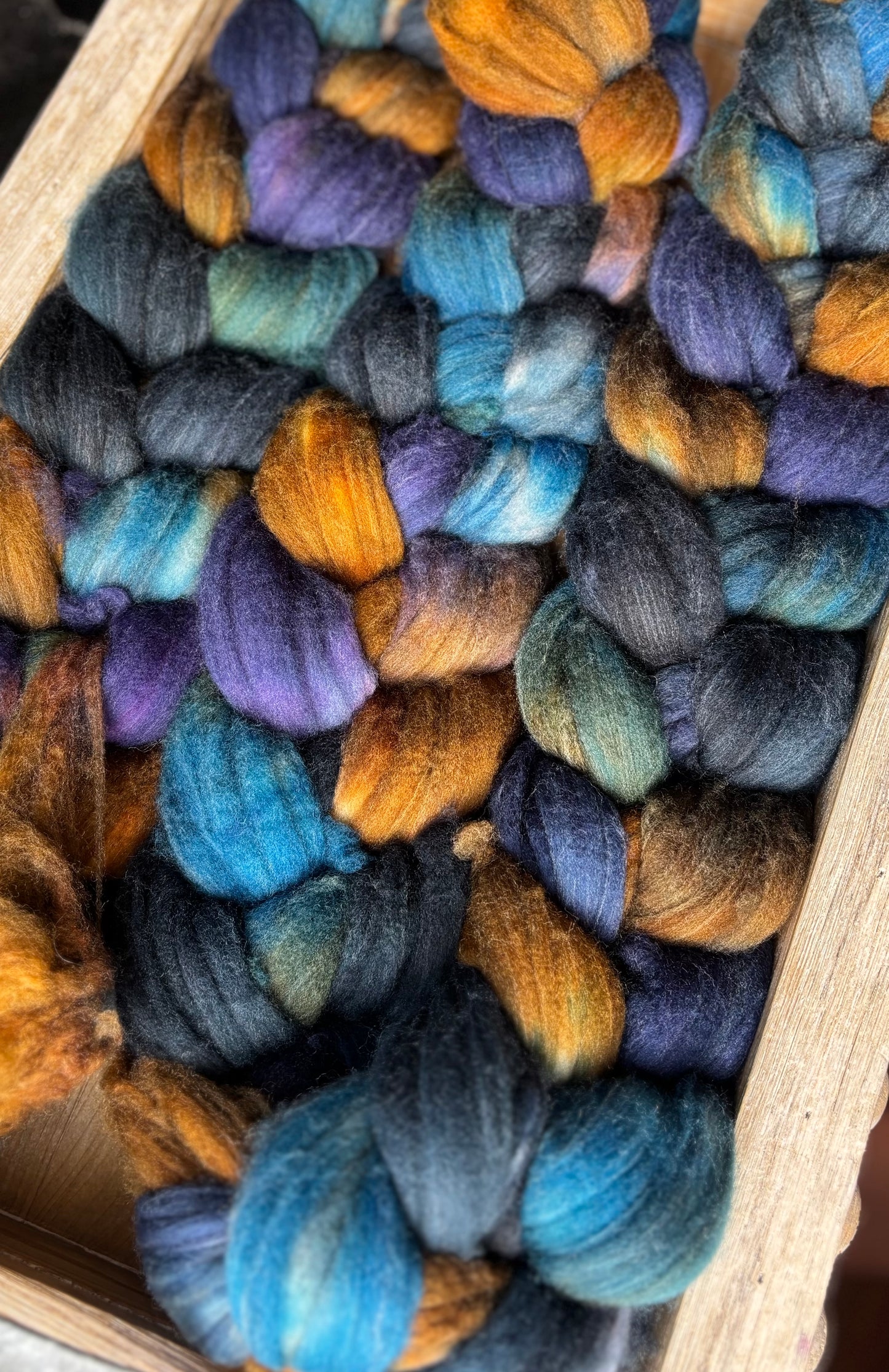 One of a Kind Batch - 100 grams of Spinning Fibre - 80% Superwash Merino Wool/ 20% Nylon - 22.5 Micron - Hand Dyed Combed Top