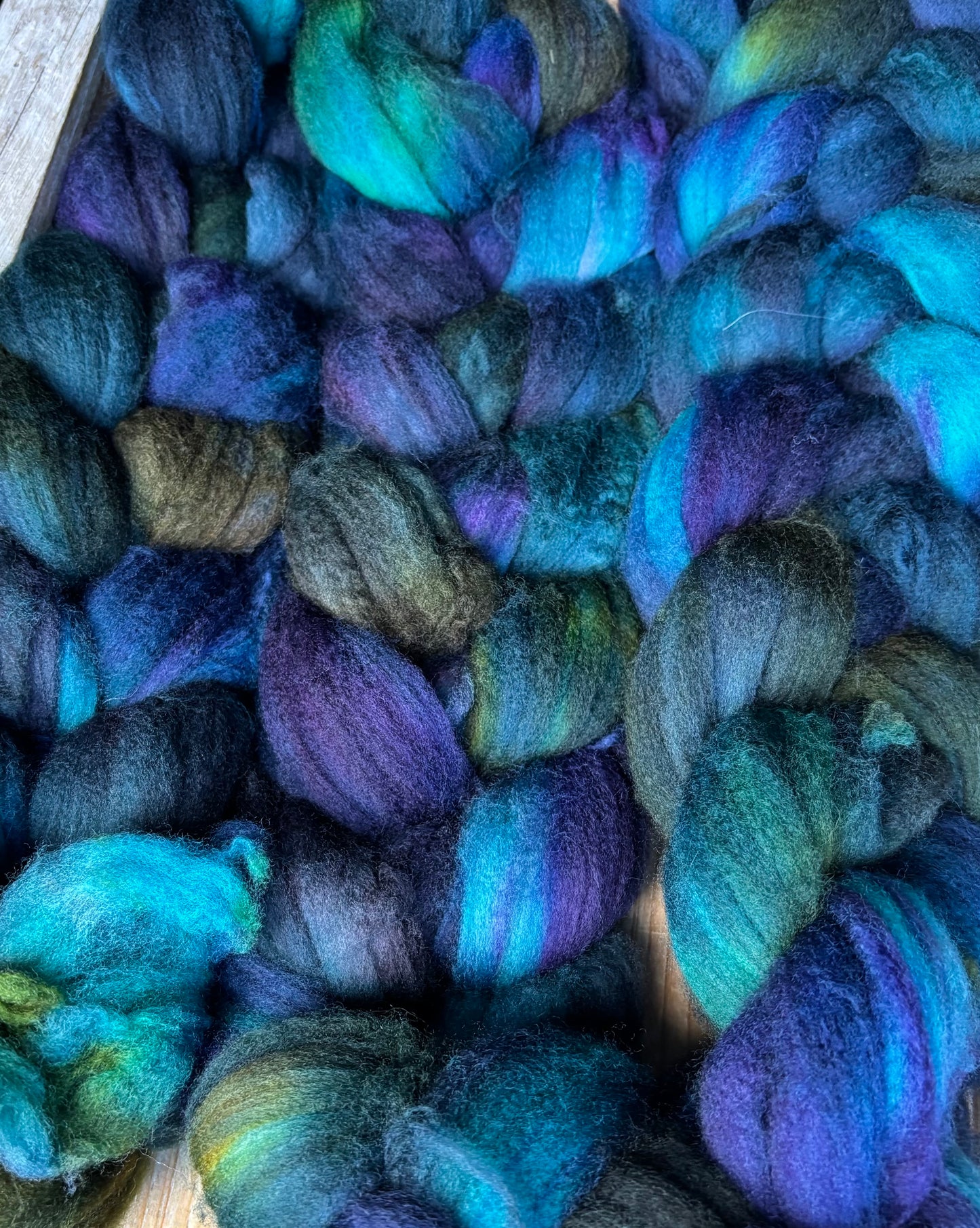 One of a Kind Batch - 100 grams of Spinning Fibre - Superwash Merino Wool 22 Micron - Hand Dyed Combed Top