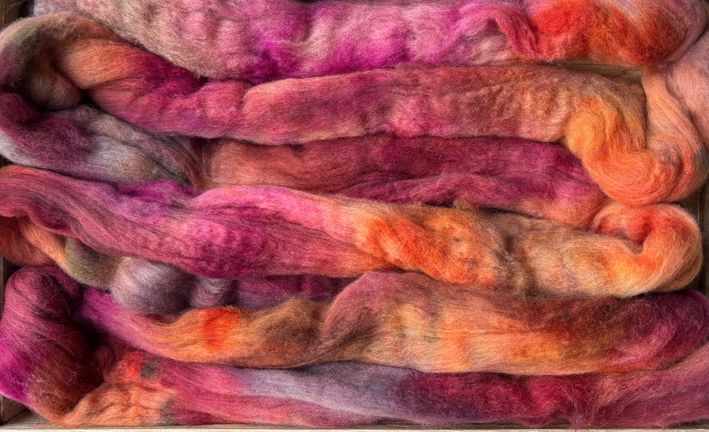 One of a Kind Batch - 100 grams of Spinning Fibre - Untreated Merino Wool 22 Micron - Hand Dyed Combed Top