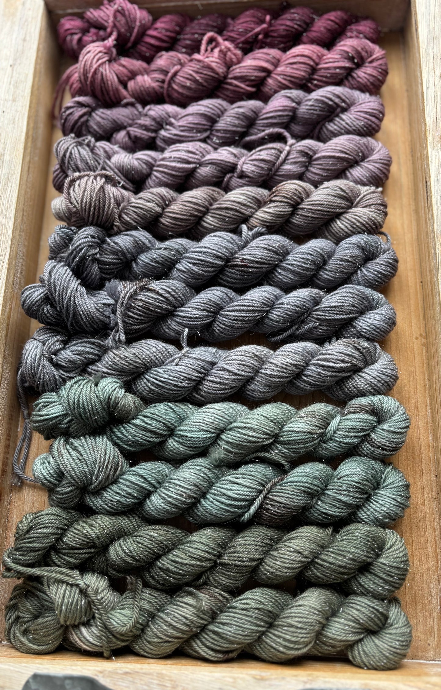 24 Skein Mini Yarn Fade - Silver Sparkle Sock Base