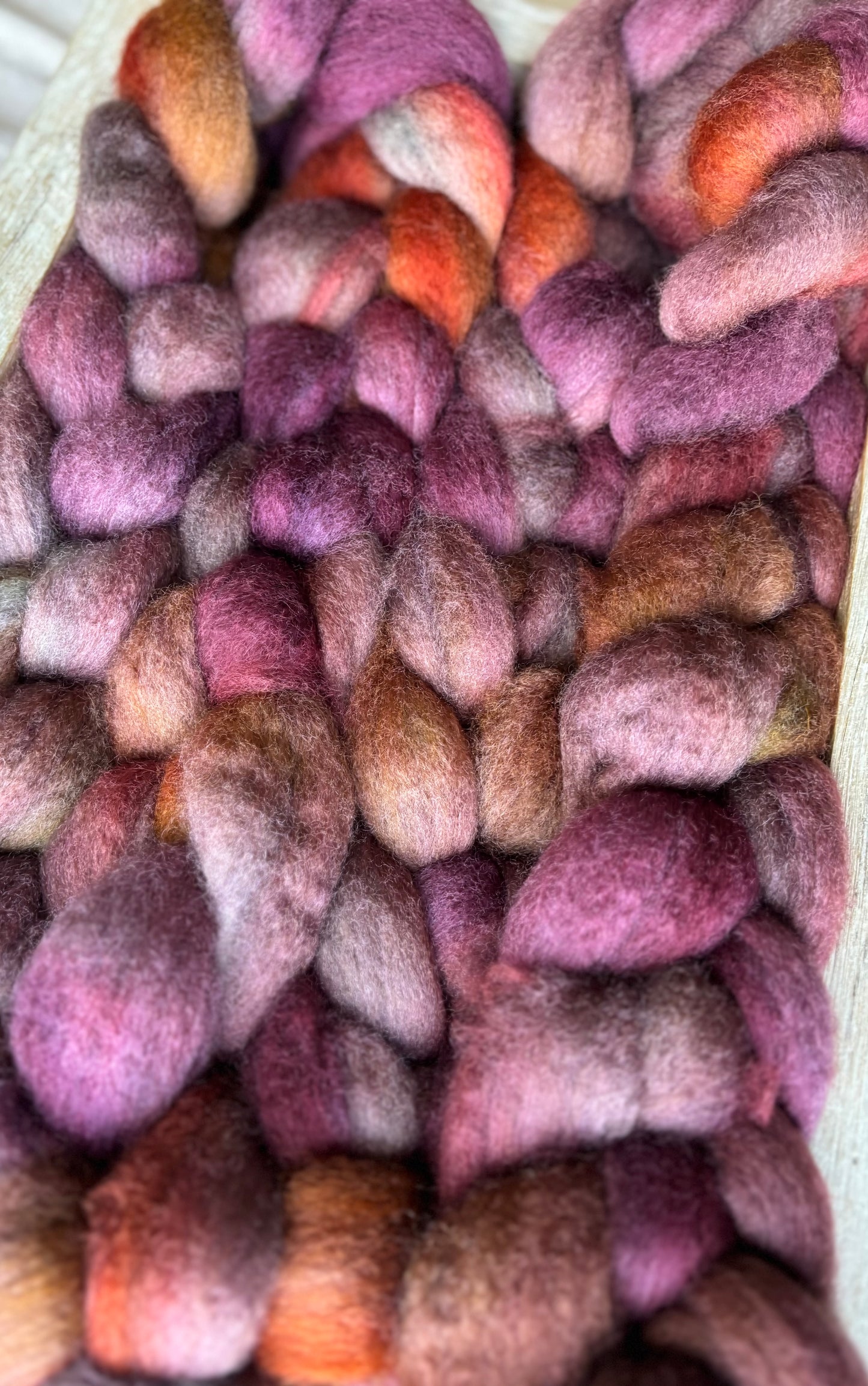 One of a Kind Batch - 100 grams of Spinning Fibre - Bluefaced Leicester Wool - 26 Micron - Hand Dyed Combed Top