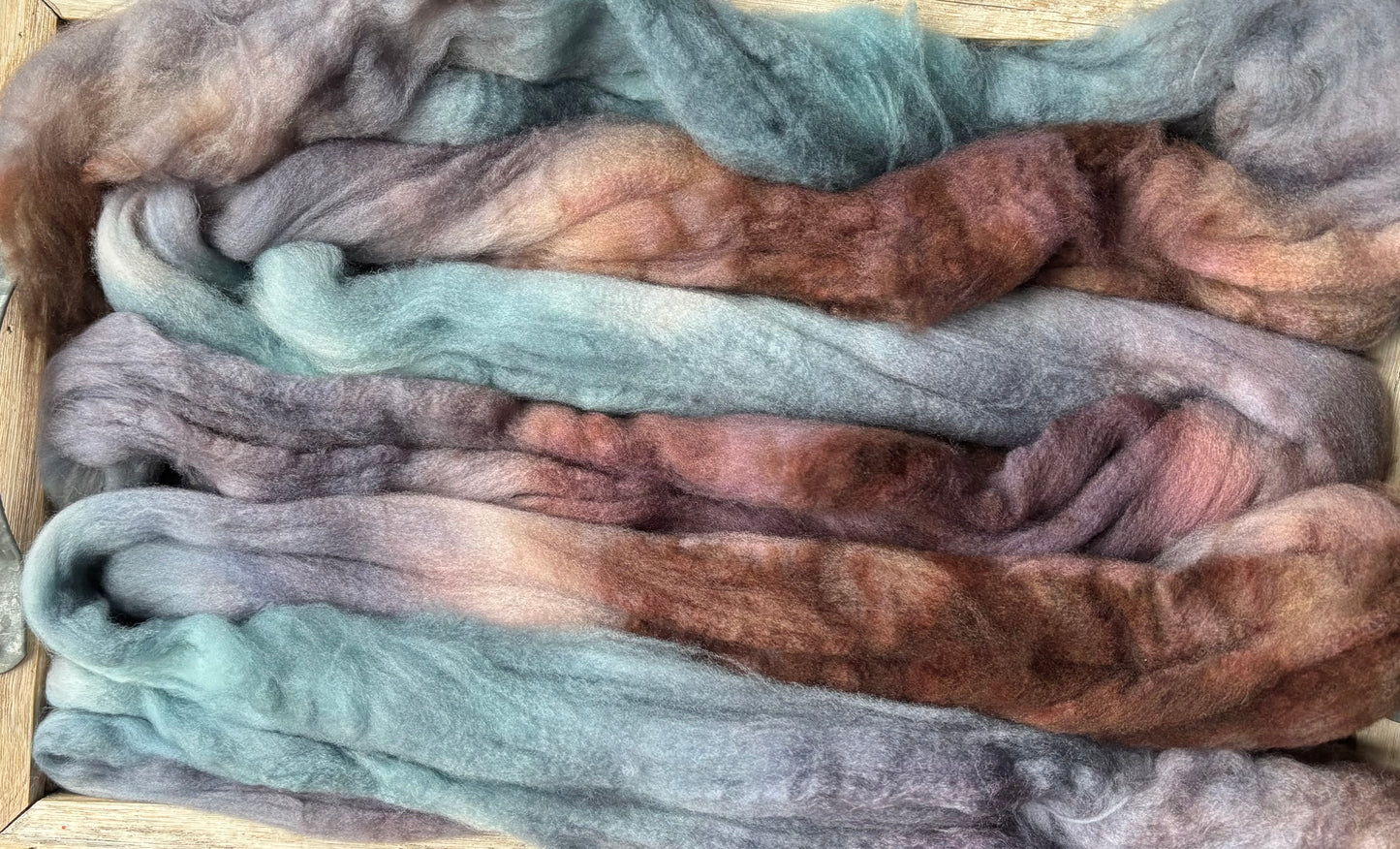 One of a Kind Batch - 100 grams of Spinning Fibre - Superwash Merino Wool 22 Micron - Hand Dyed Combed Top