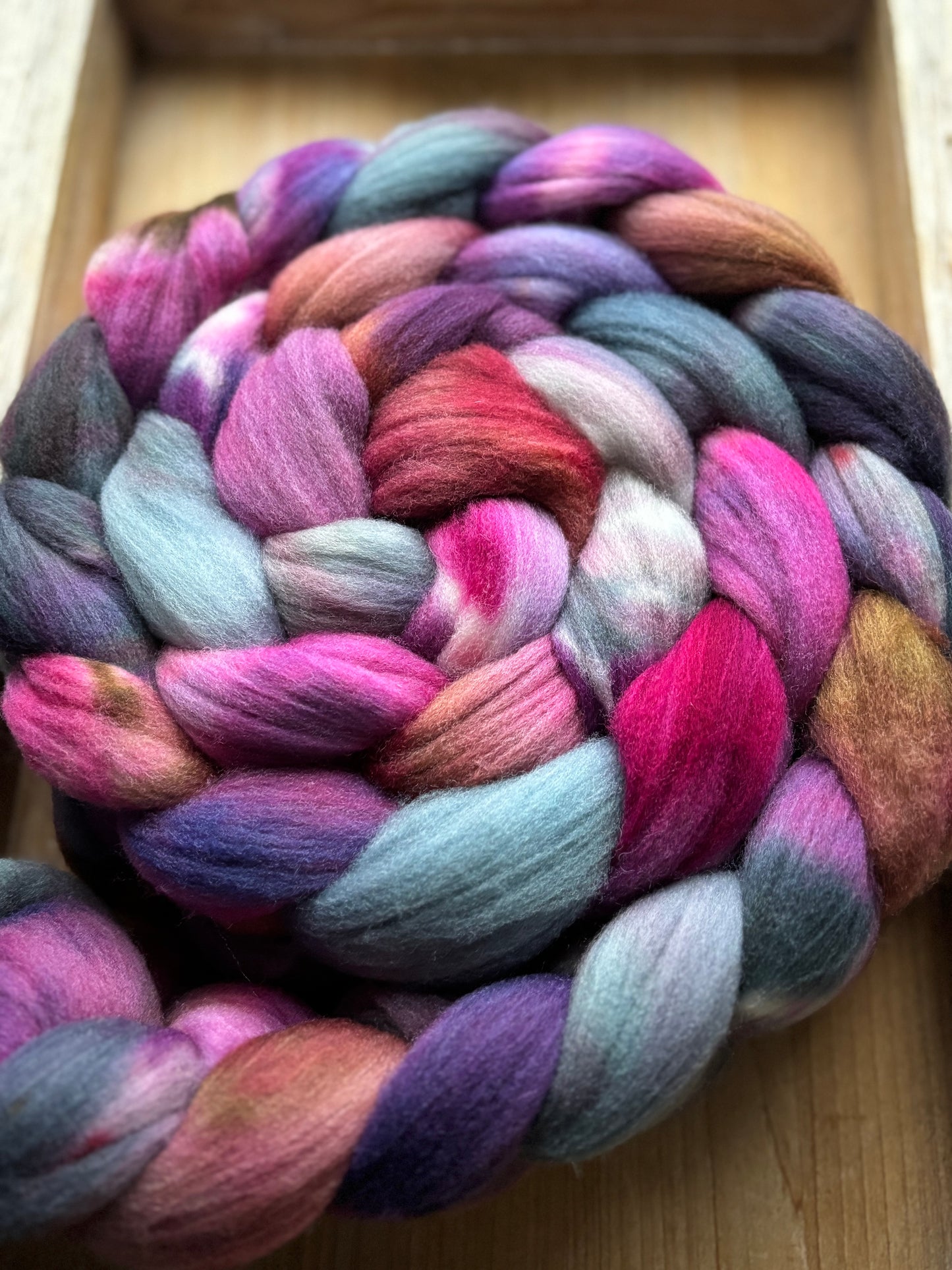 One of a Kind Batch - 100 grams of Spinning Fibre - 100% Targhee - 23 Micron - Hand Dyed Combed Top
