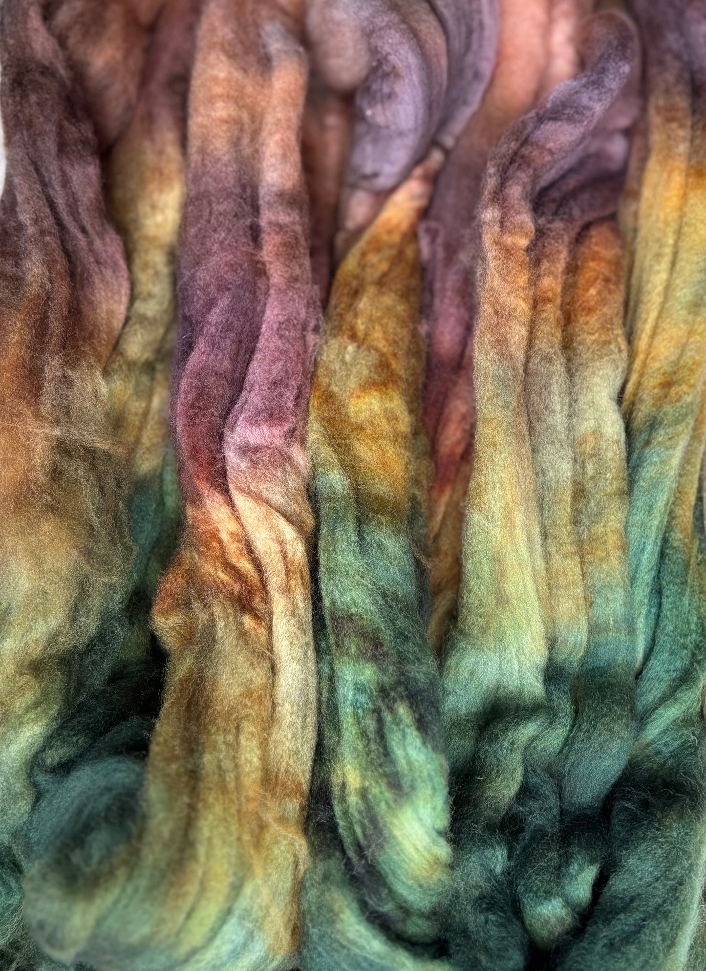 One of a Kind Batch - 100 grams of Spinning Fibre - Superwash Merino Wool 22 Micron - Hand Dyed Combed Top