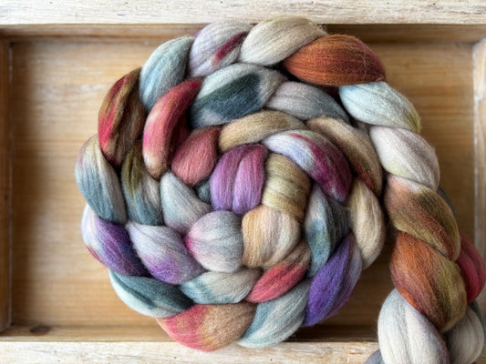 One of a Kind Batch - 100 grams of Spinning Fibre - 100% Targhee - 23 Micron - Hand Dyed Combed Top