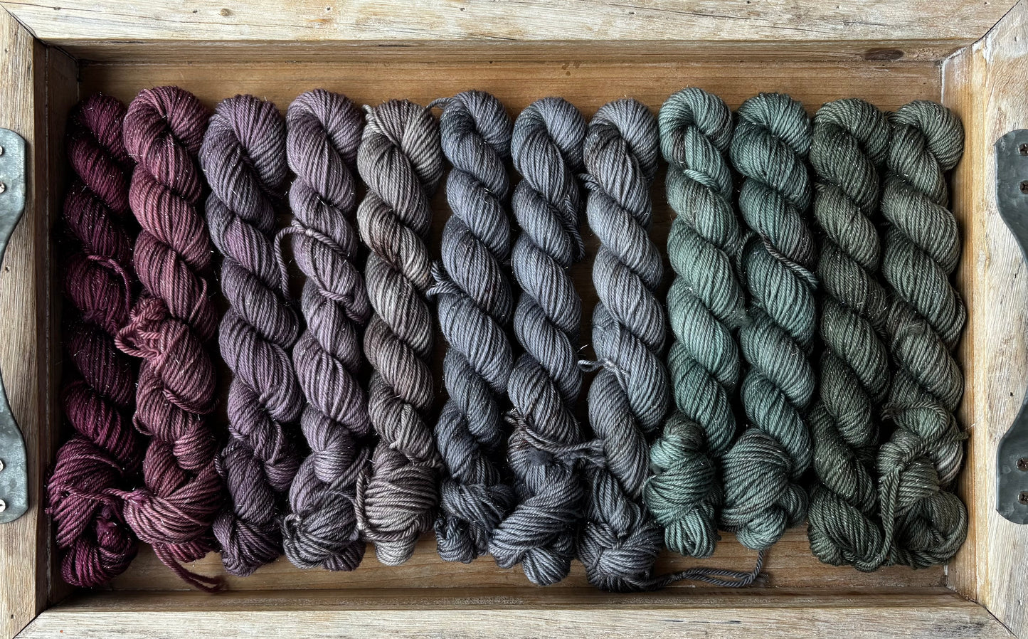 24 Skein Mini Yarn Fade - Silver Sparkle Sock Base