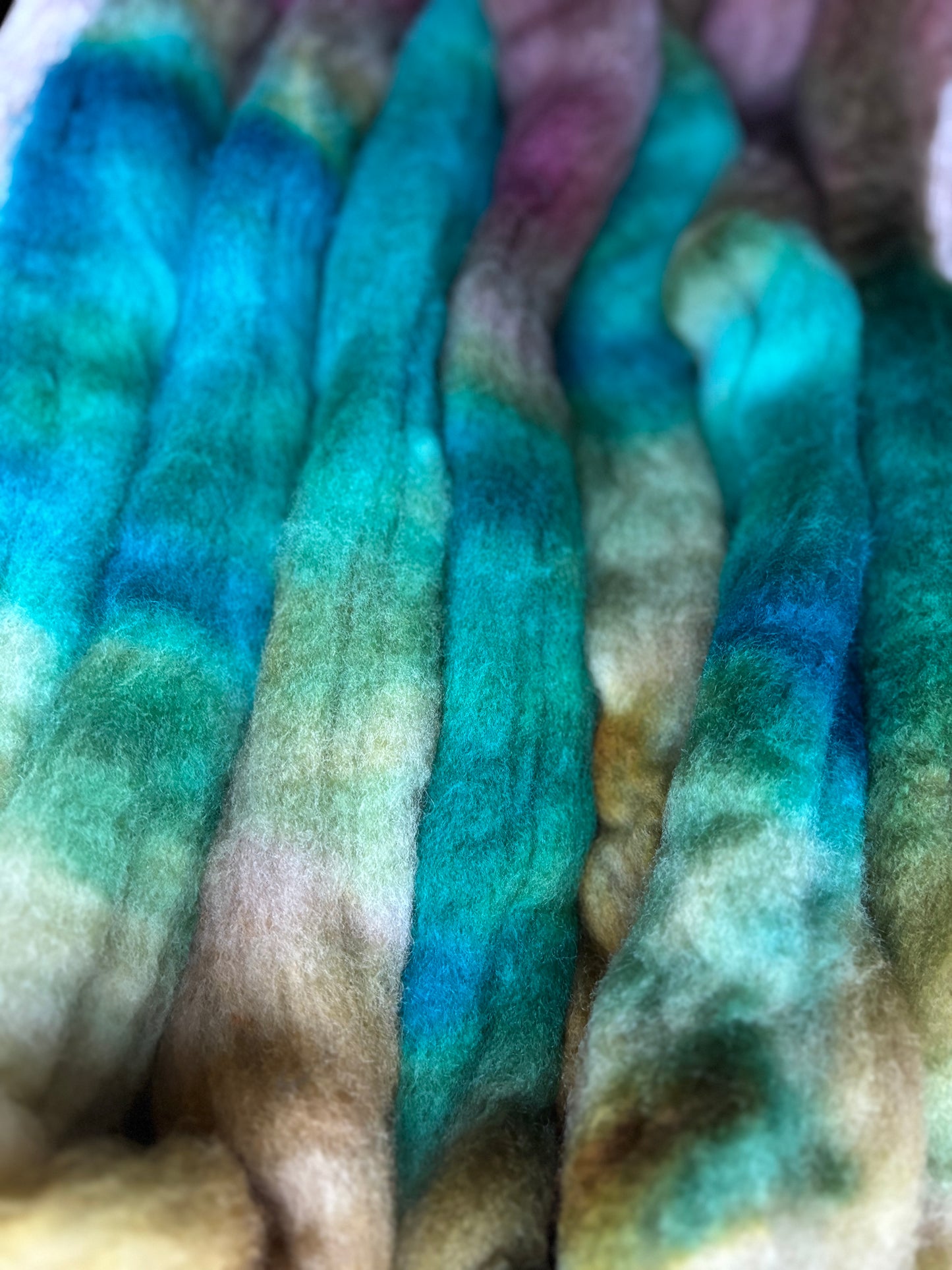 One of a Kind Batch - 100 grams of Spinning Fibre - 100% Polwarth - 22 Micron - Hand Dyed Combed Top