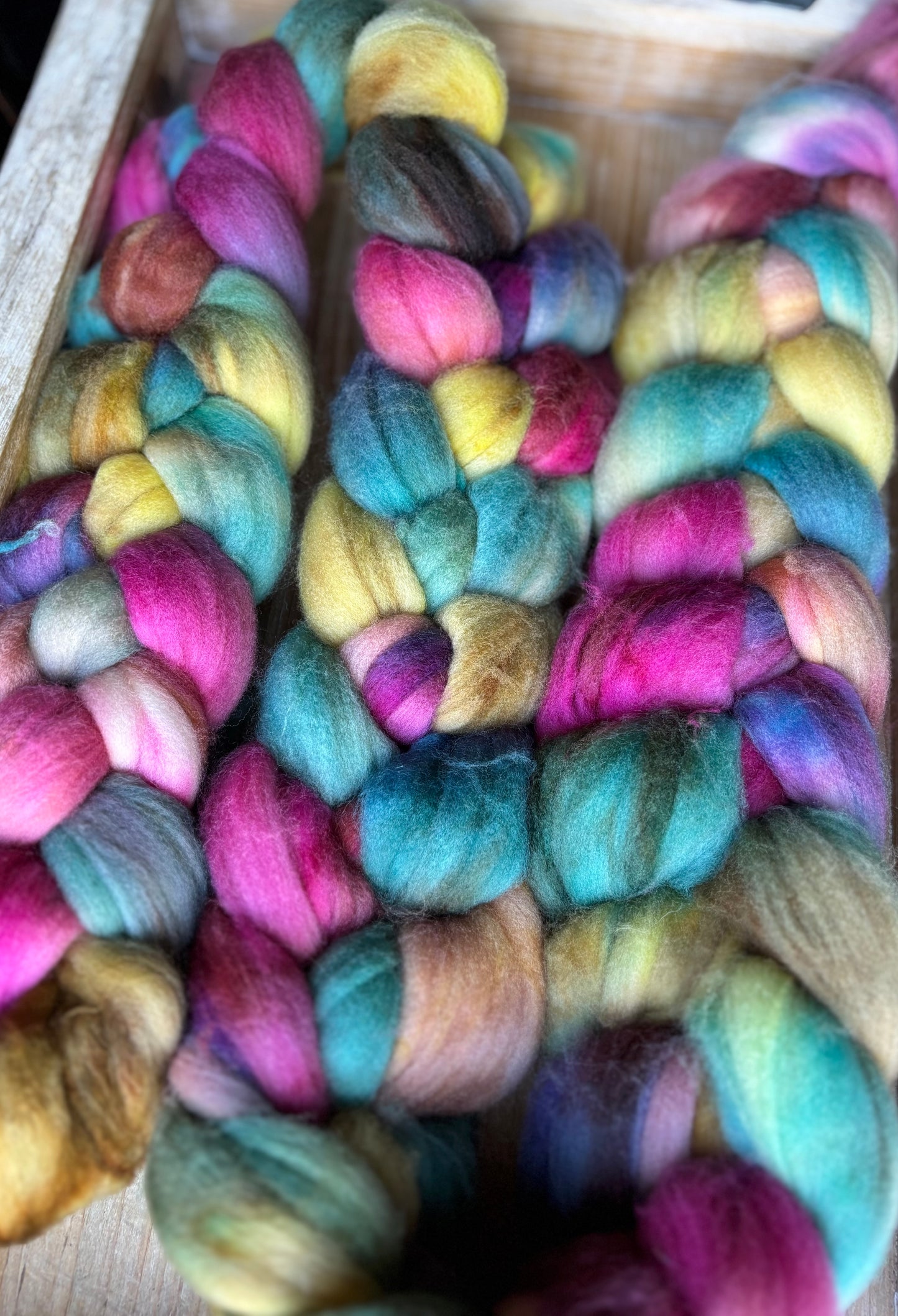 One of a Kind Batch - 100 grams of Spinning Fibre - Superwash Merino Wool 22 Micron - Hand Dyed Combed Top