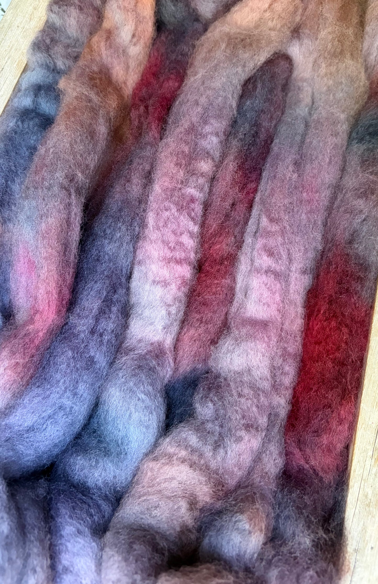 Bluefaced Leicester Wool - 26 Micron - One of a Kind Batch - 100 grams of Spinning Fibre - Hand Dyed Combed Top