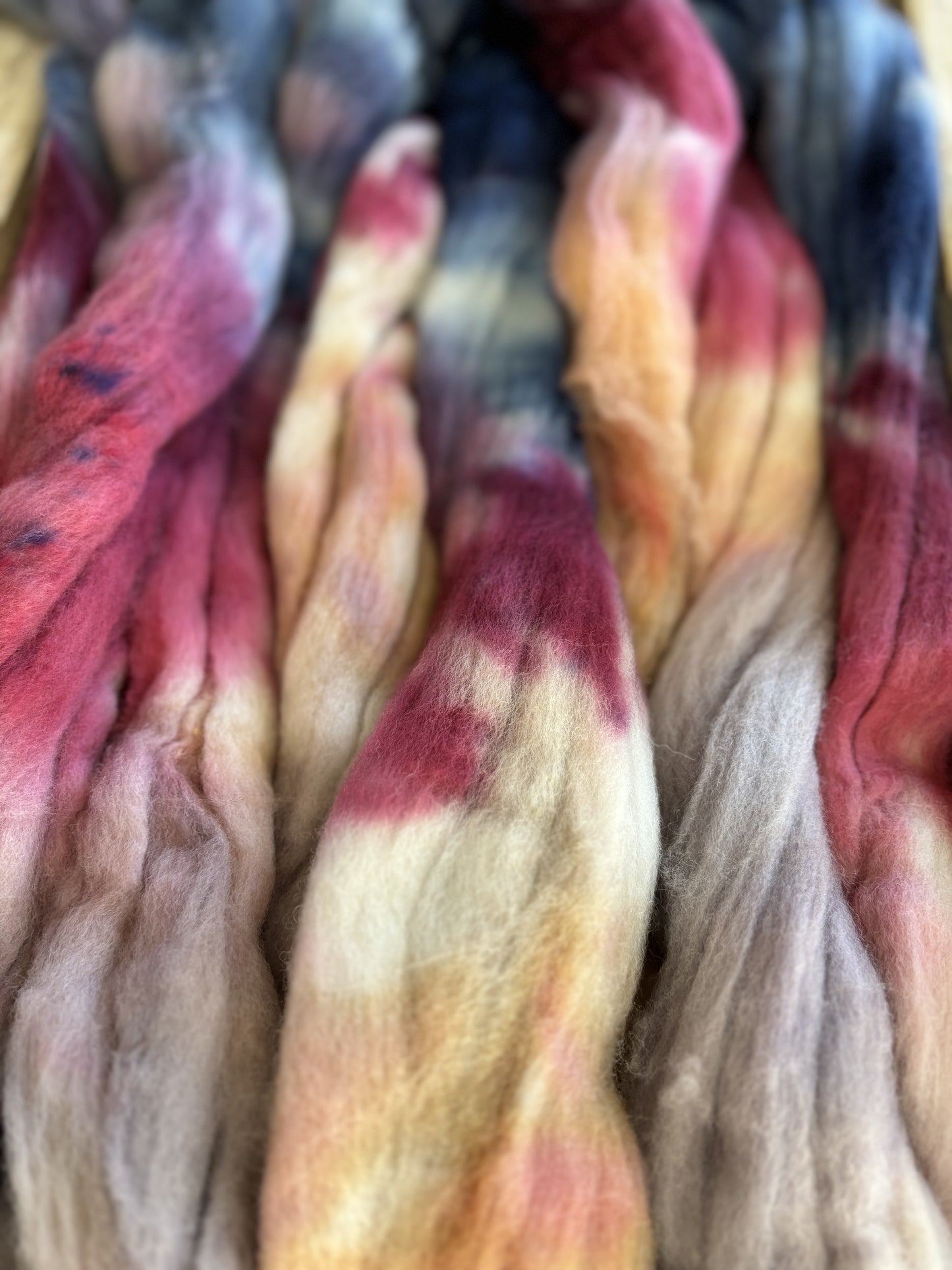One of a Kind Batch - 100 grams of Spinning Fibre - Untreated Merino Wool 22 Micron - Hand Dyed Combed Top