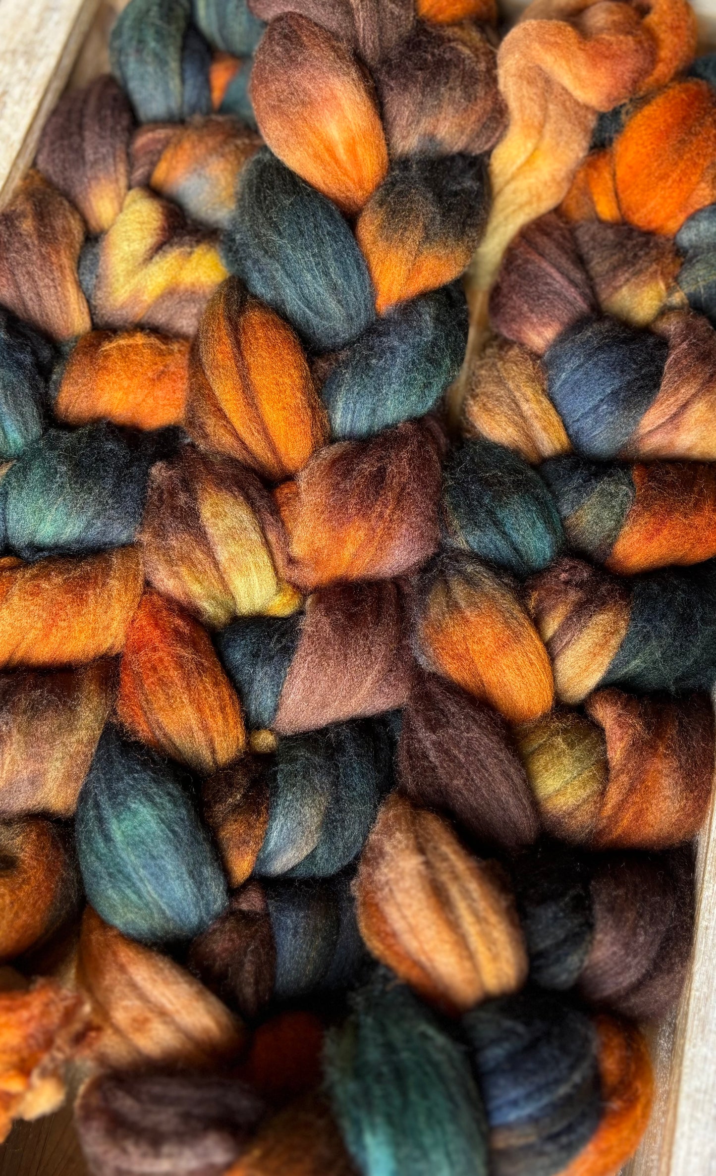 One of a Kind Batch - 100 grams of Spinning Fibre - 80% Superwash Merino Wool/ 20% Nylon - 22.5 Micron - Hand Dyed Combed Top