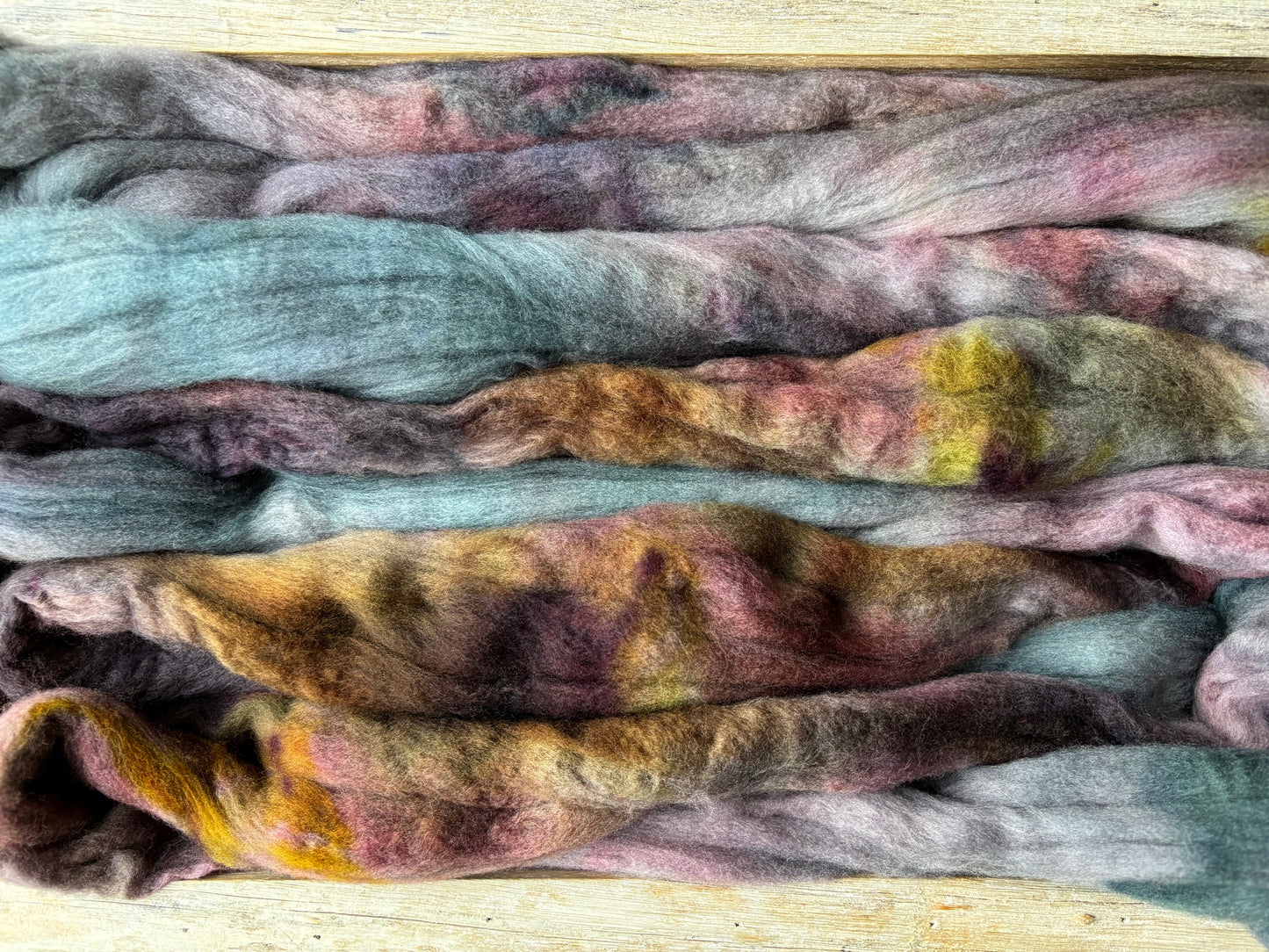 One of a Kind Batch - 100 grams of Spinning Fibre - Untreated Merino Wool 22 Micron - Hand Dyed Combed Top