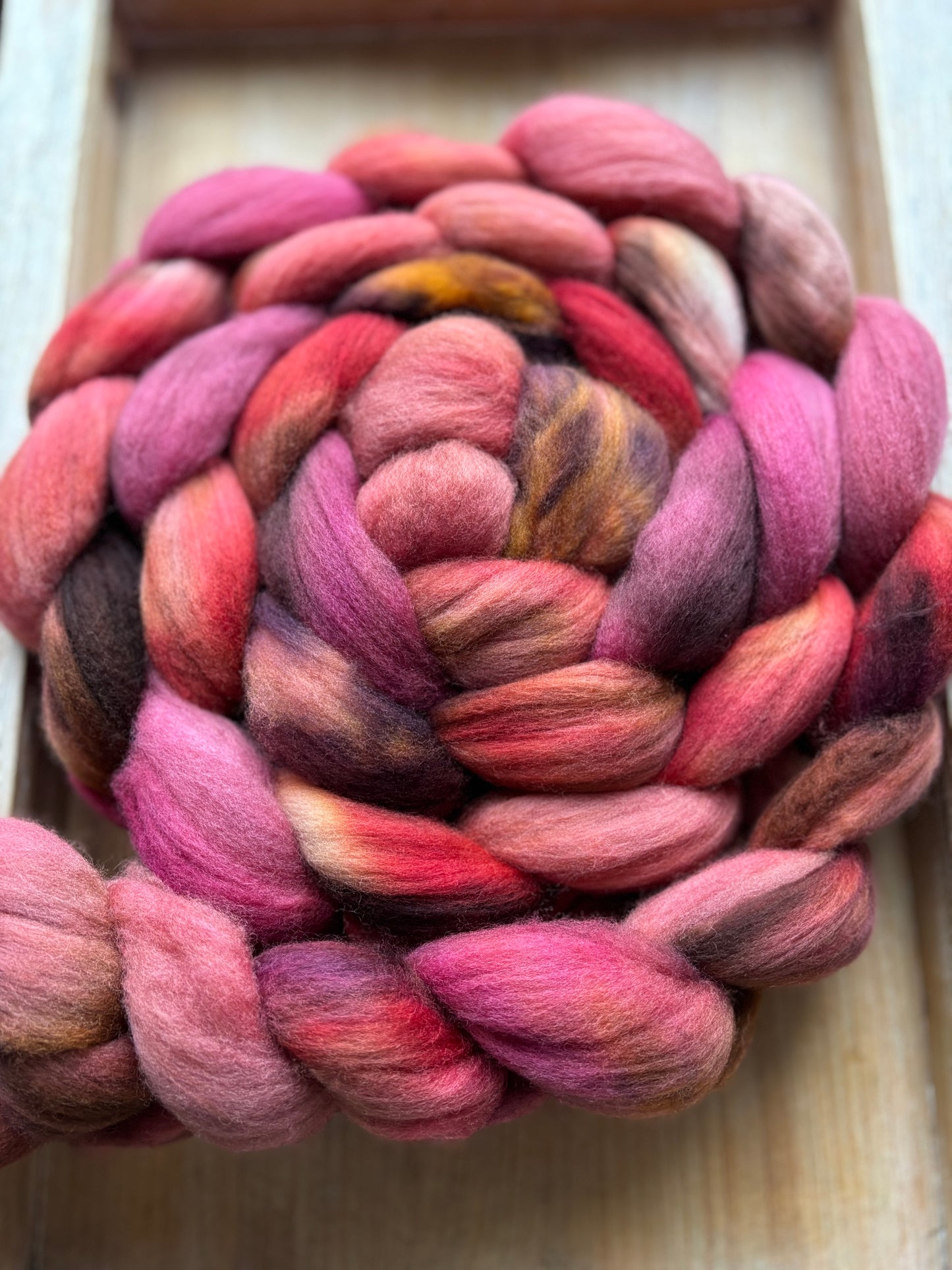 One of a Kind Batch - 100 grams of Spinning Fibre - Untreated Merino Wool 22 Micron - Hand Dyed Combed Top