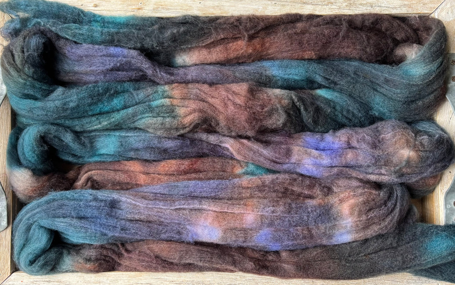 One of a Kind Batch - 100 grams of Spinning Fibre - 80% Superwash Merino Wool/ 20% Nylon - 22.5 Micron - Hand Dyed Combed Top