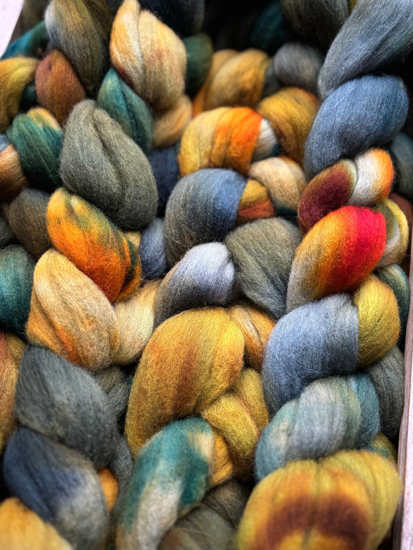One of a Kind Batch - 100 grams of Spinning Fibre - 100% Targhee - 23 Micron - Hand Dyed Combed Top