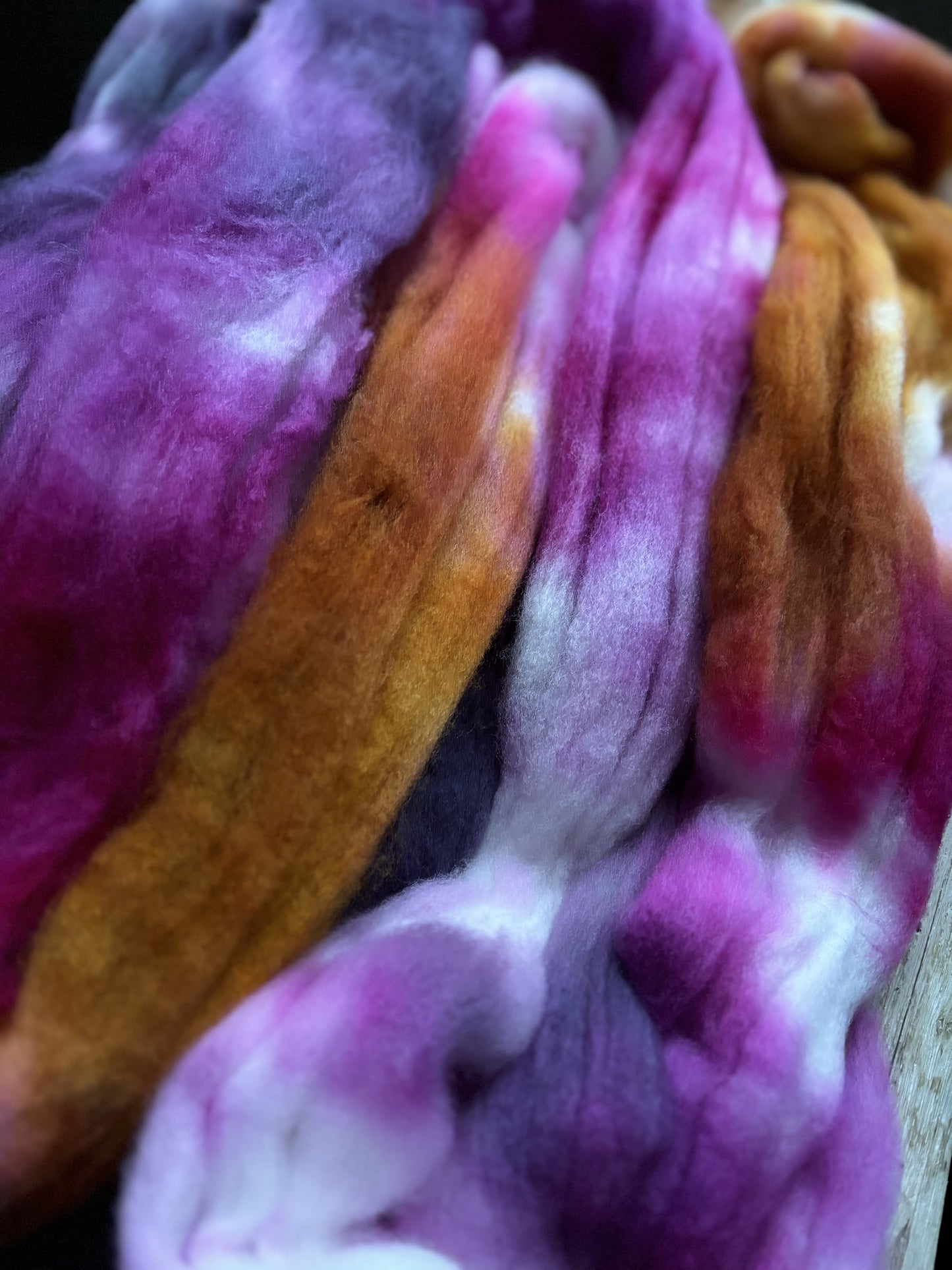 One of a Kind Batch - 100 grams of Spinning Fibre - Superwash Merino Wool 22 Micron - Hand Dyed Combed Top