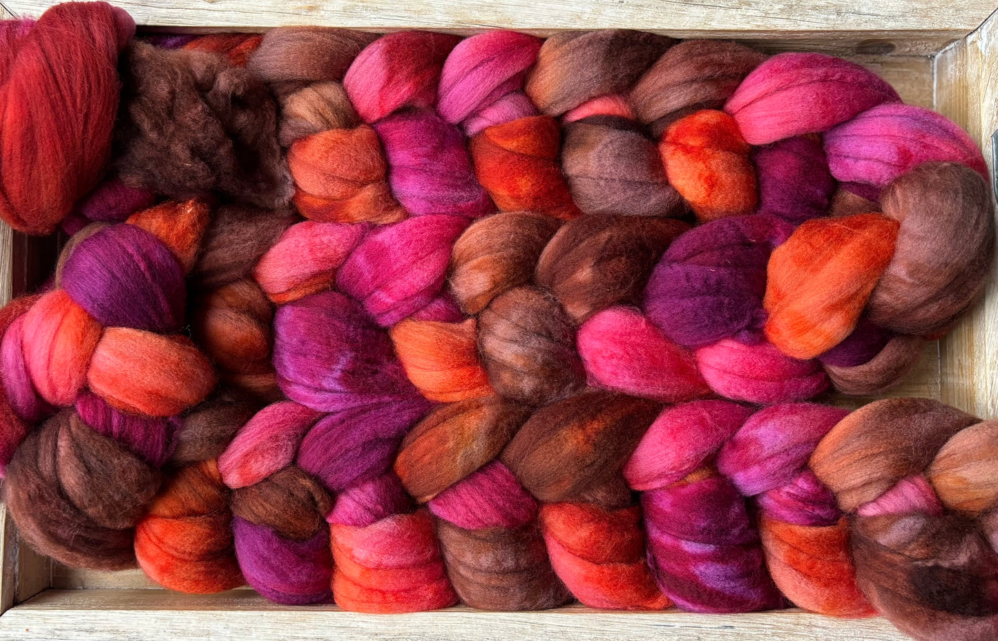 One of a Kind Batch - 100 grams of Spinning Fibre - Superwash Merino Wool 22 Micron - Hand Dyed Combed Top