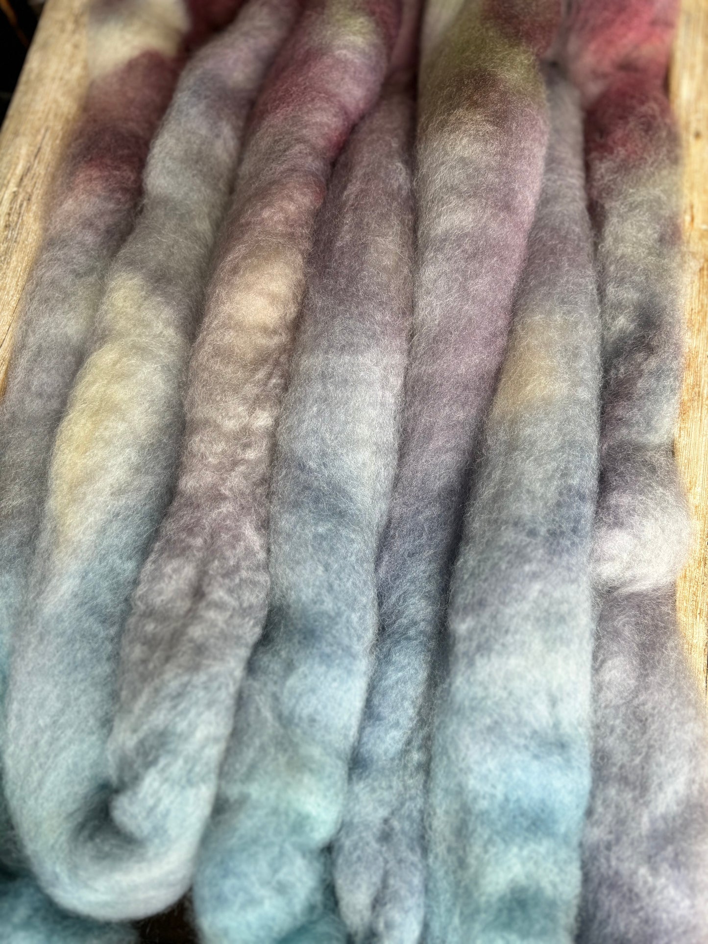 One of a Kind Batch - 100 grams of Spinning Fibre - Bluefaced Leicester Wool - 26 Micron - Hand Dyed Combed Top