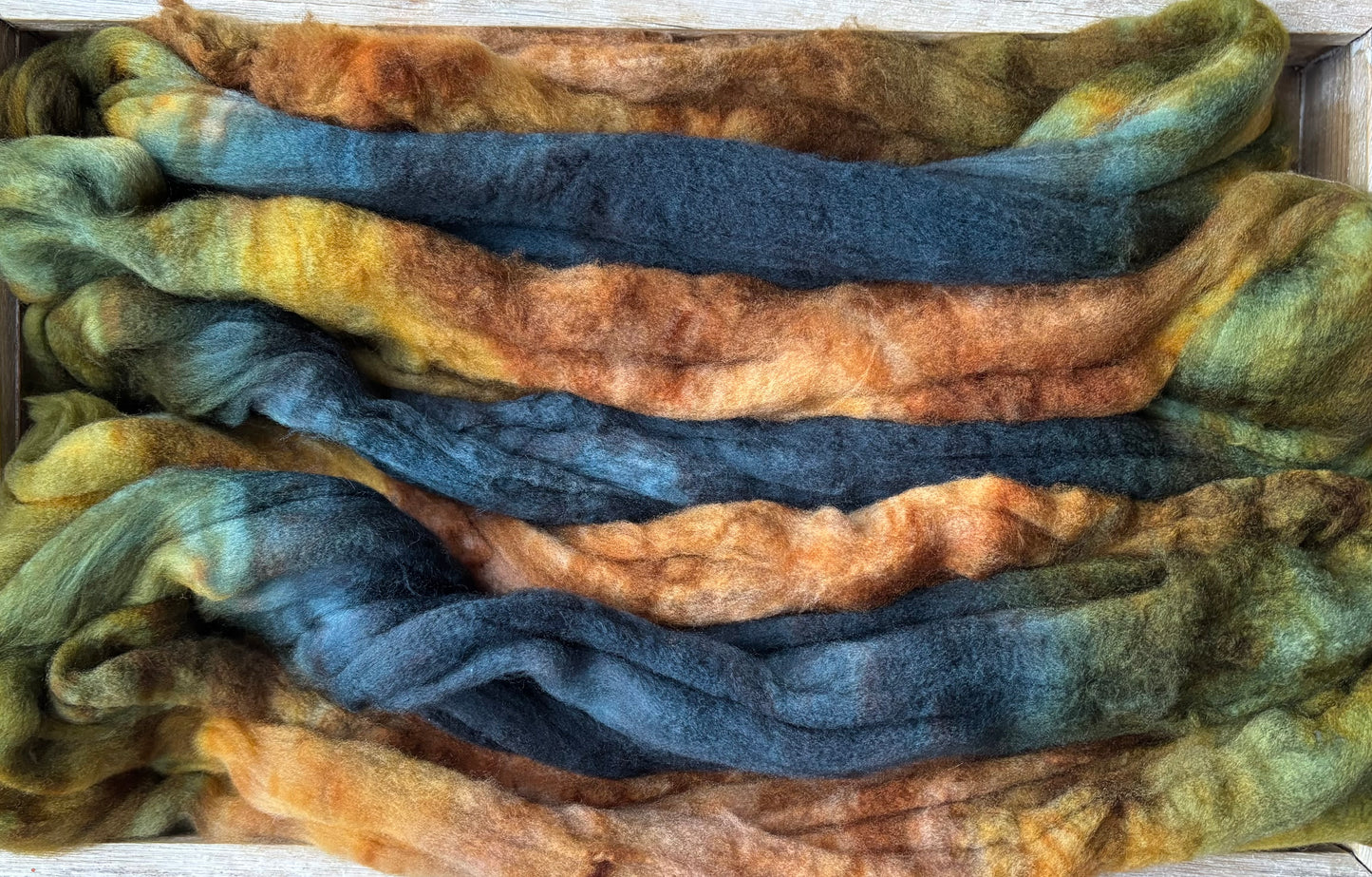 One of a Kind Batch - 100 grams of Spinning Fibre - Superwash Merino Wool 22 Micron - Hand Dyed Combed Top