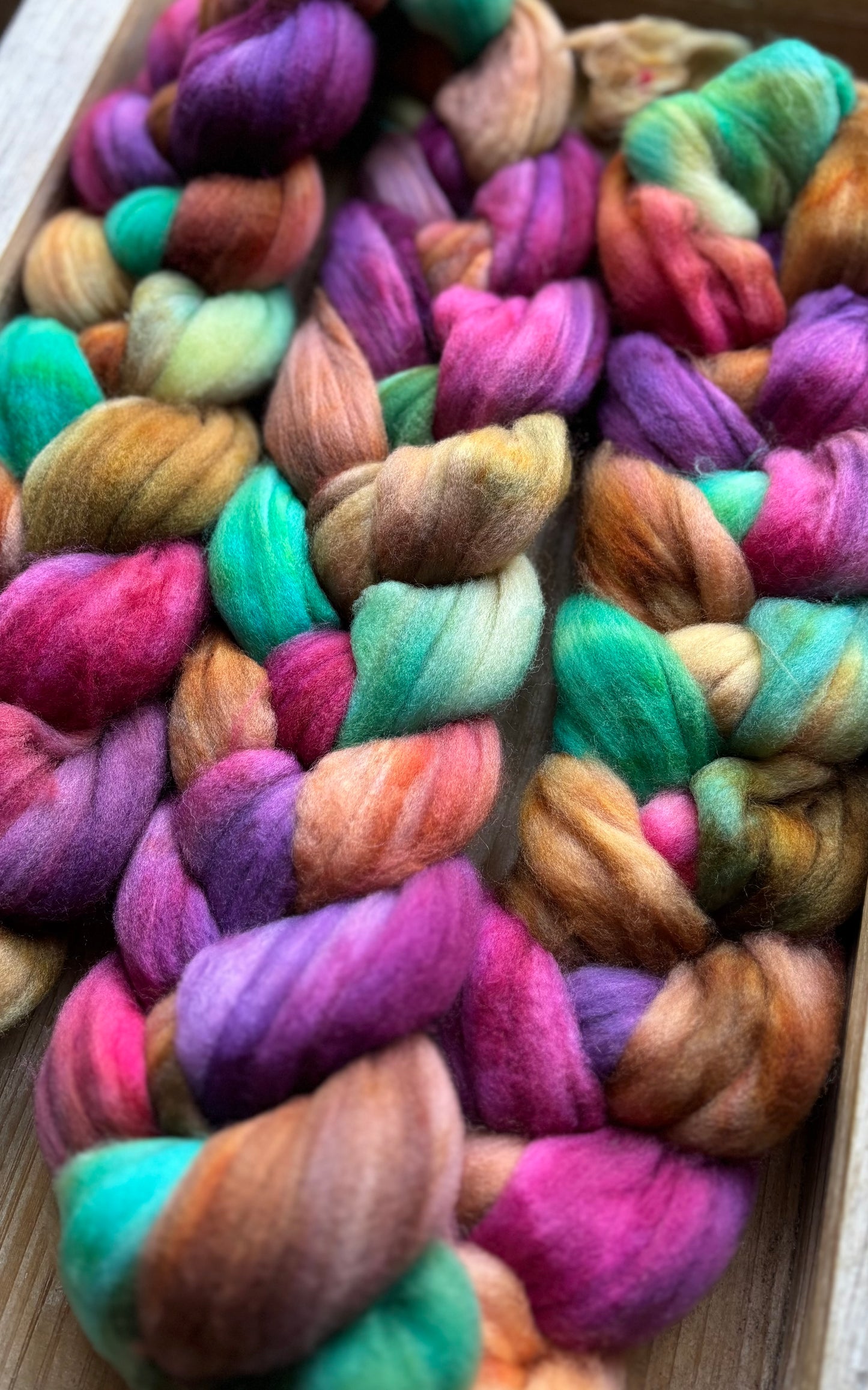 One of a Kind Batch - 100 grams of Spinning Fibre - Superwash Merino Wool 22 Micron - Hand Dyed Combed Top