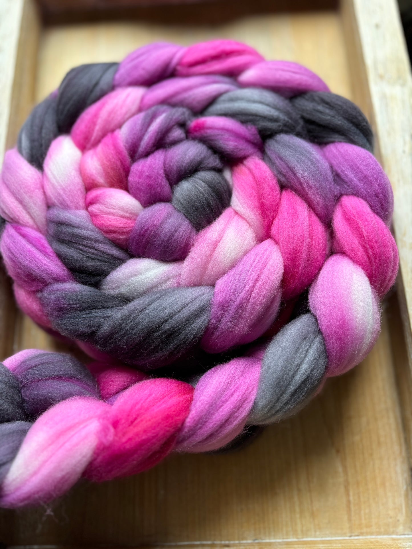 One of a Kind Batch - 100 grams of Spinning Fibre - 80% Superwash Merino Wool/ 20% Nylon - 22.5 Micron - Hand Dyed Combed Top