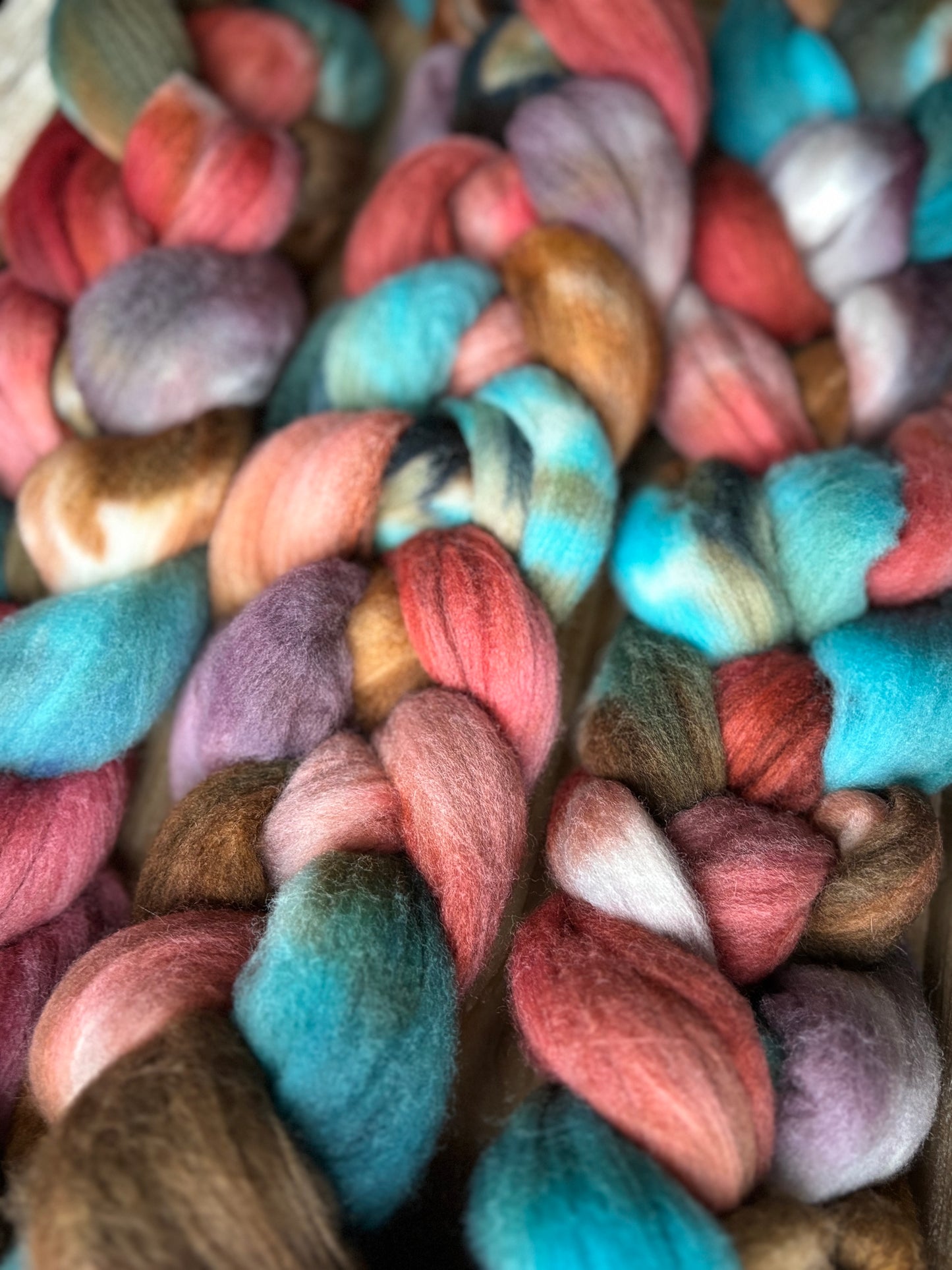 One of a Kind Batch - 100 grams of Spinning Fibre - 100% Targhee - 23 Micron - Hand Dyed Combed Top