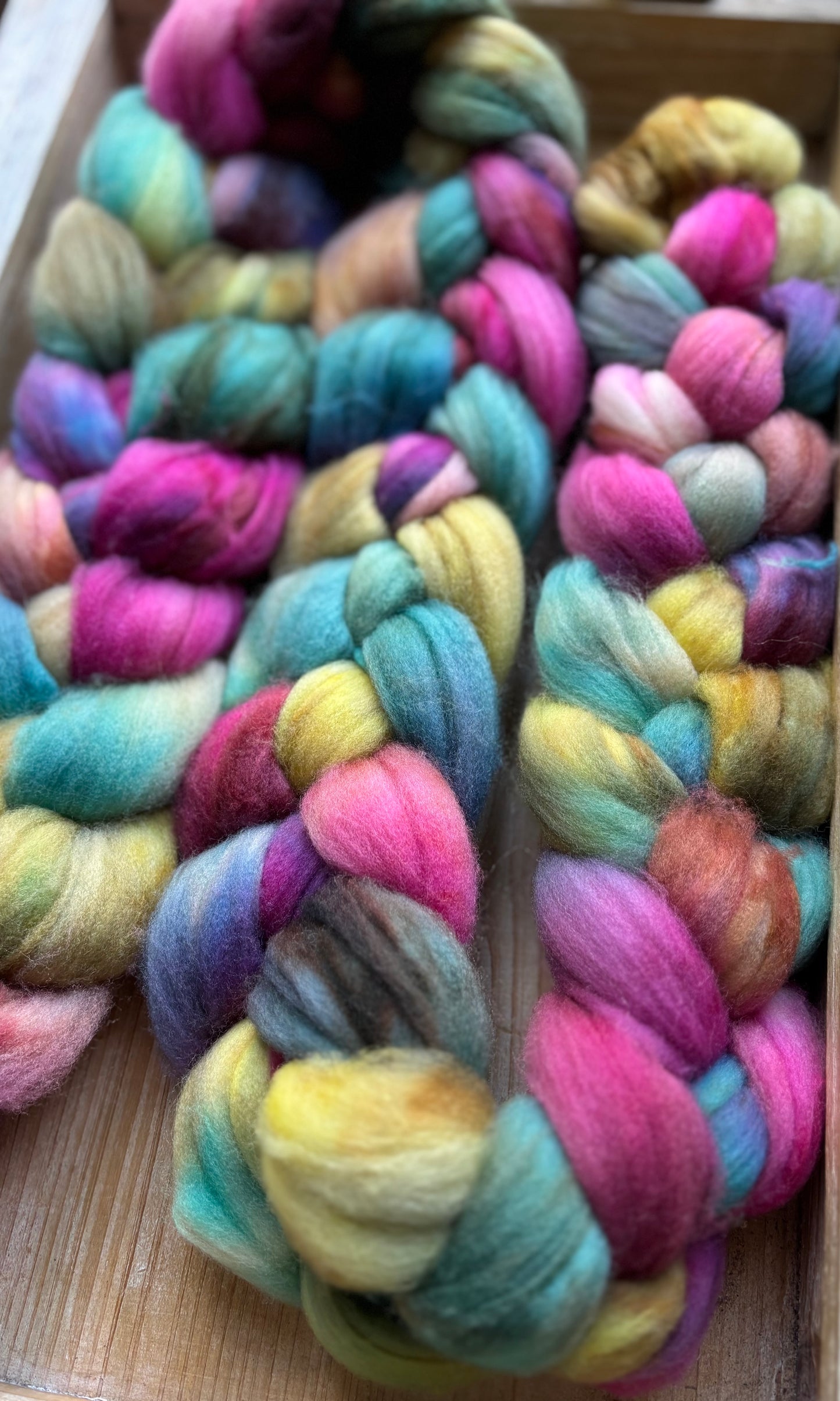 One of a Kind Batch - 100 grams of Spinning Fibre - Superwash Merino Wool 22 Micron - Hand Dyed Combed Top