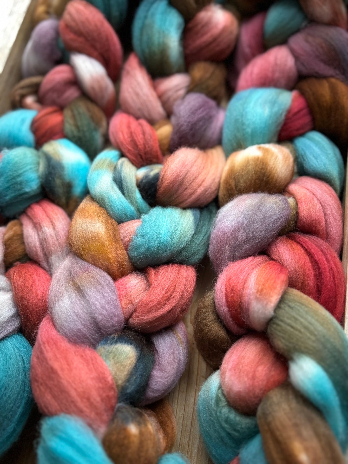 One of a Kind Batch - 100 grams of Spinning Fibre - 100% Targhee - 23 Micron - Hand Dyed Combed Top