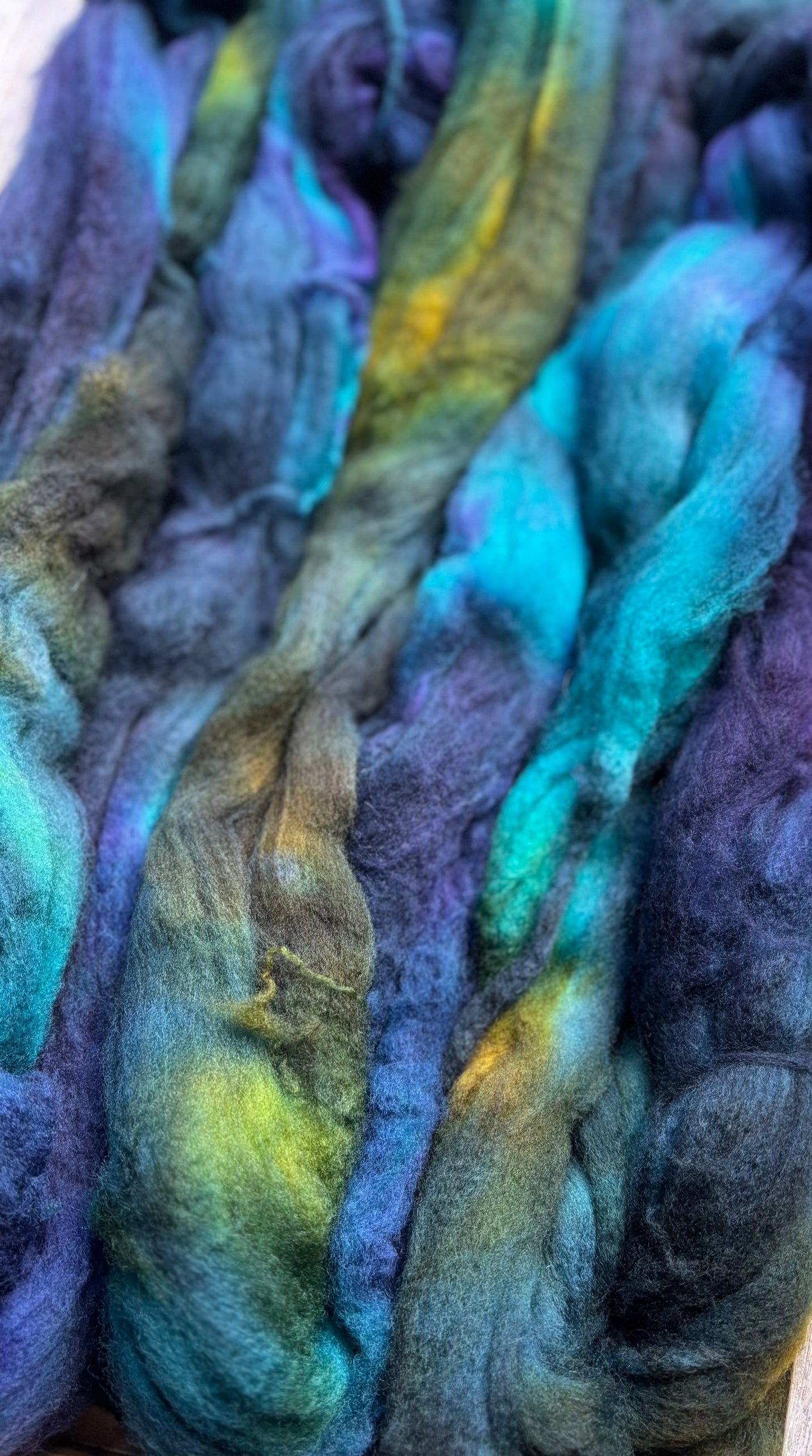 One of a Kind Batch - 100 grams of Spinning Fibre - Superwash Merino Wool 22 Micron - Hand Dyed Combed Top