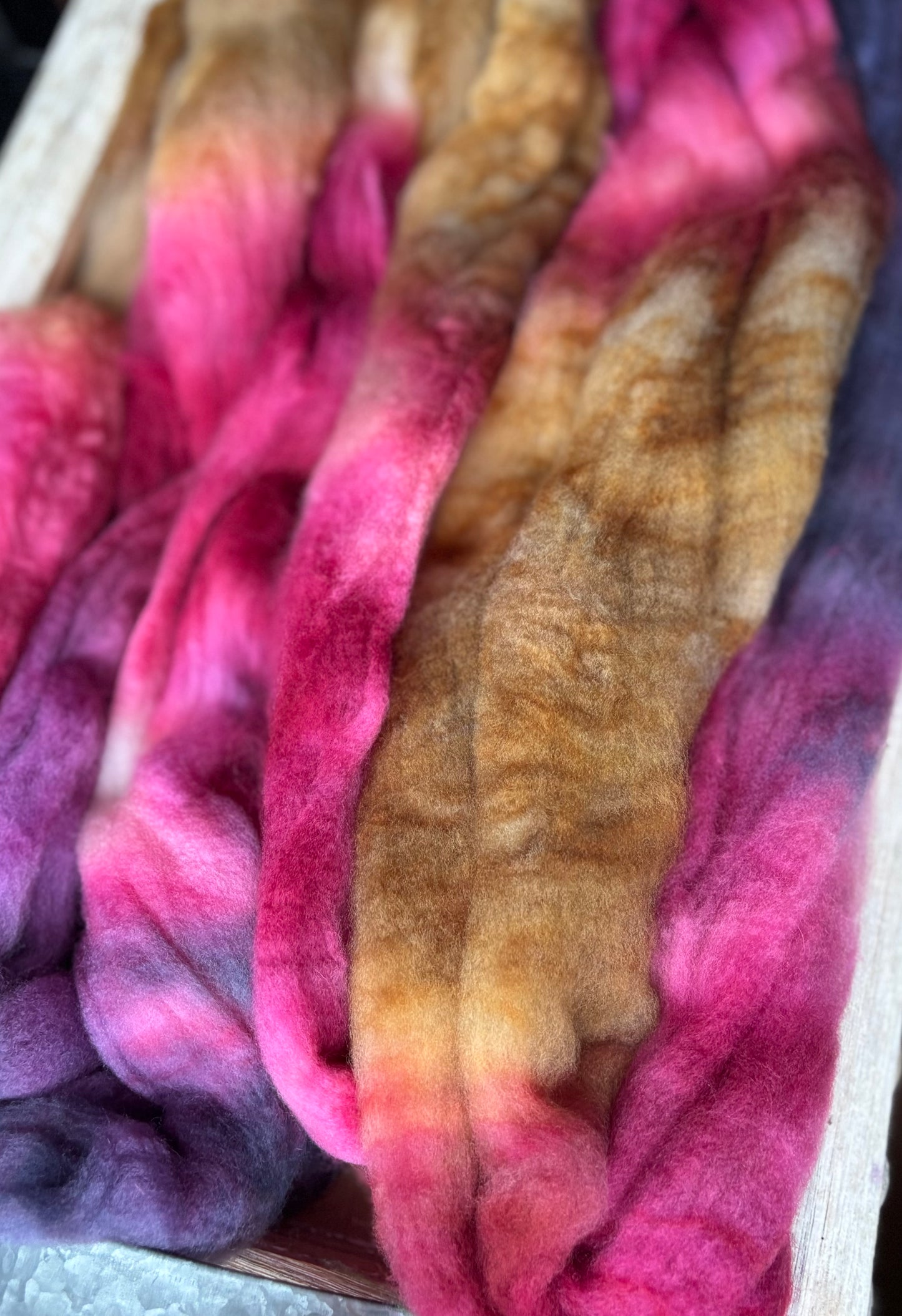 One of a Kind Batch - 100 grams of Spinning Fibre - Superwash Merino Wool 22 Micron - Hand Dyed Combed Top