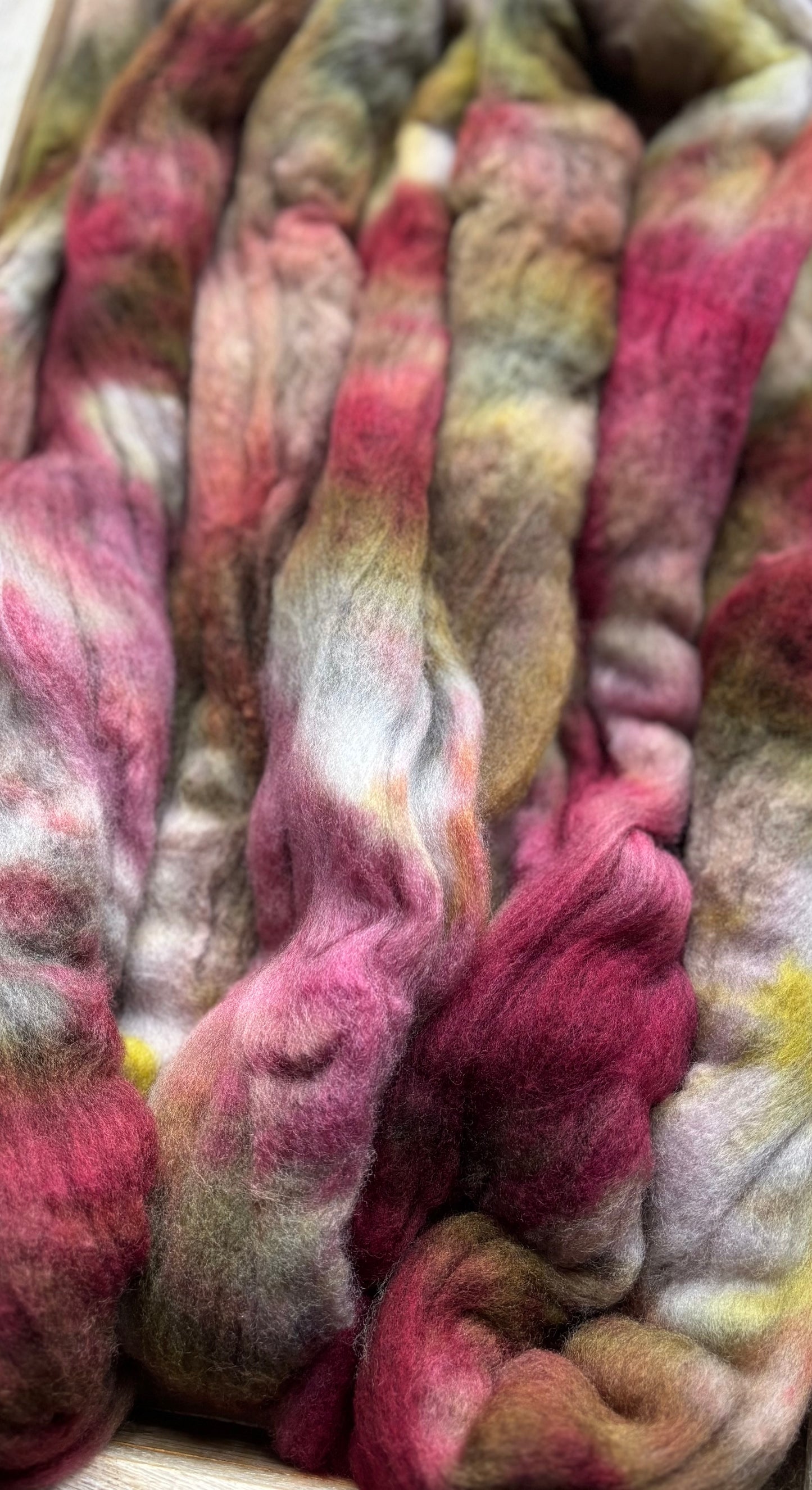 One of a Kind Batch - 100 grams of Spinning Fibre - Untreated Merino Wool 22 Micron - Hand Dyed Combed Top