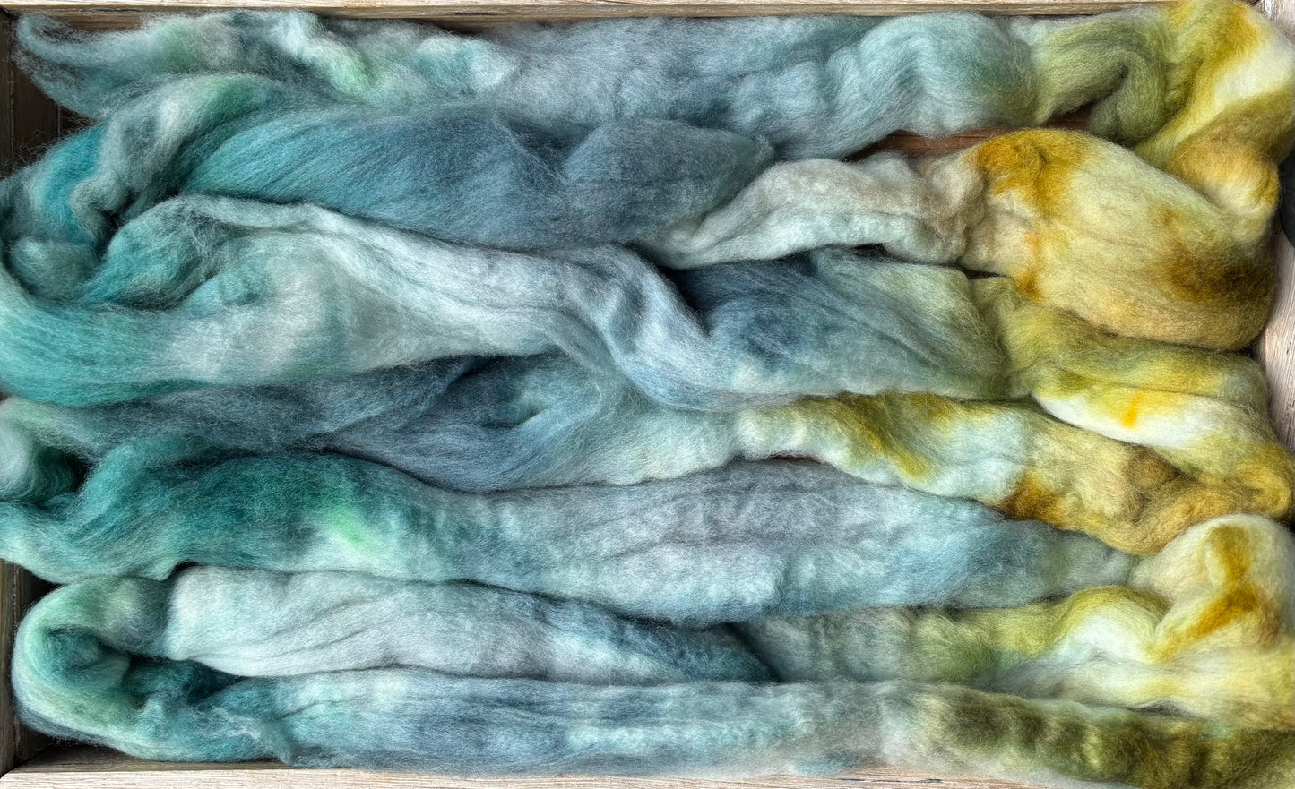 One of a Kind Batch - 100 grams of Spinning Fibre - Untreated Merino Wool 22 Micron - Hand Dyed Combed Top