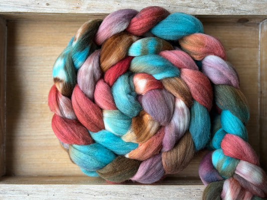 One of a Kind Batch - 100 grams of Spinning Fibre - 100% Targhee - 23 Micron - Hand Dyed Combed Top
