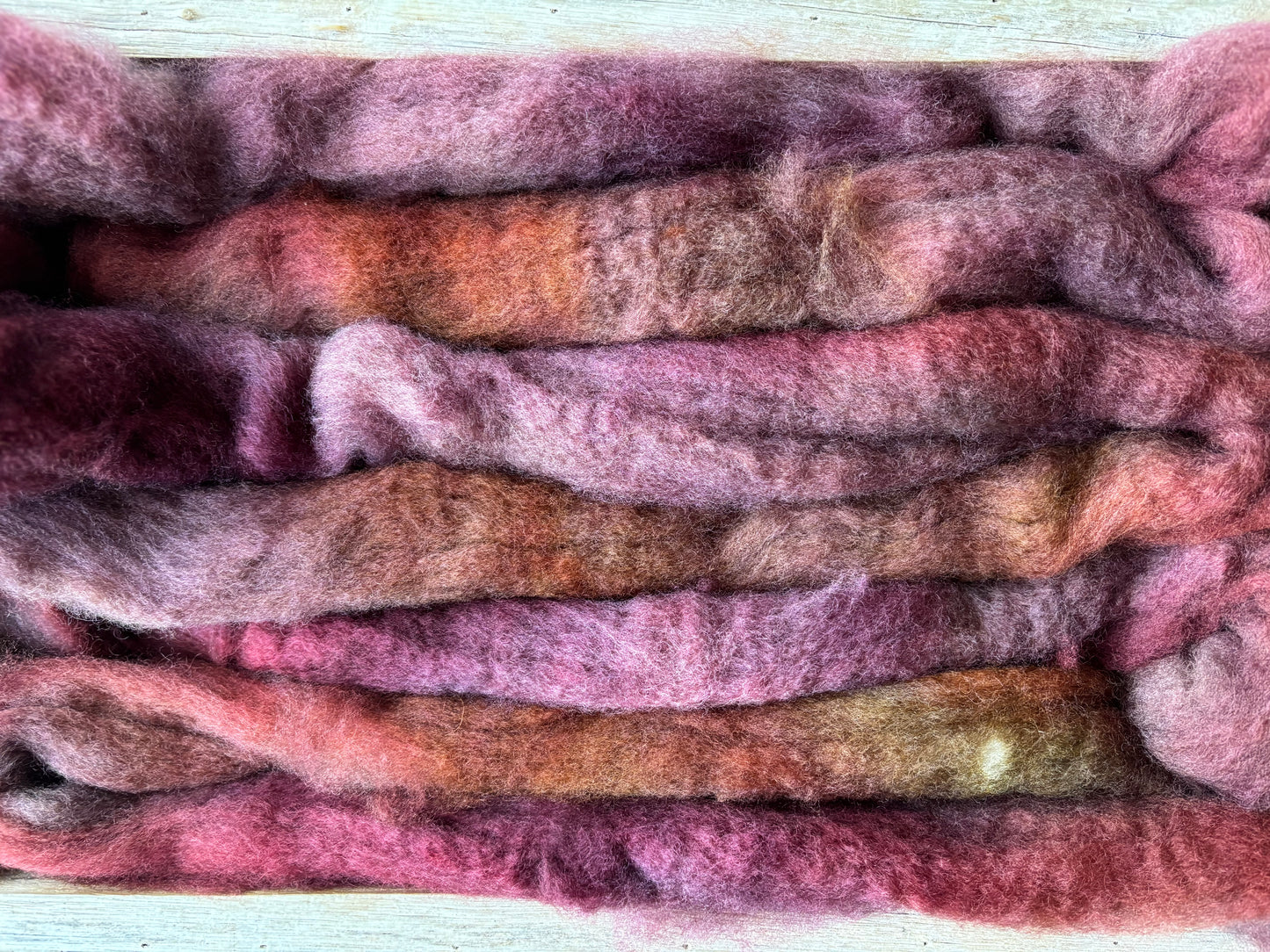 One of a Kind Batch - 100 grams of Spinning Fibre - Bluefaced Leicester Wool - 26 Micron - Hand Dyed Combed Top