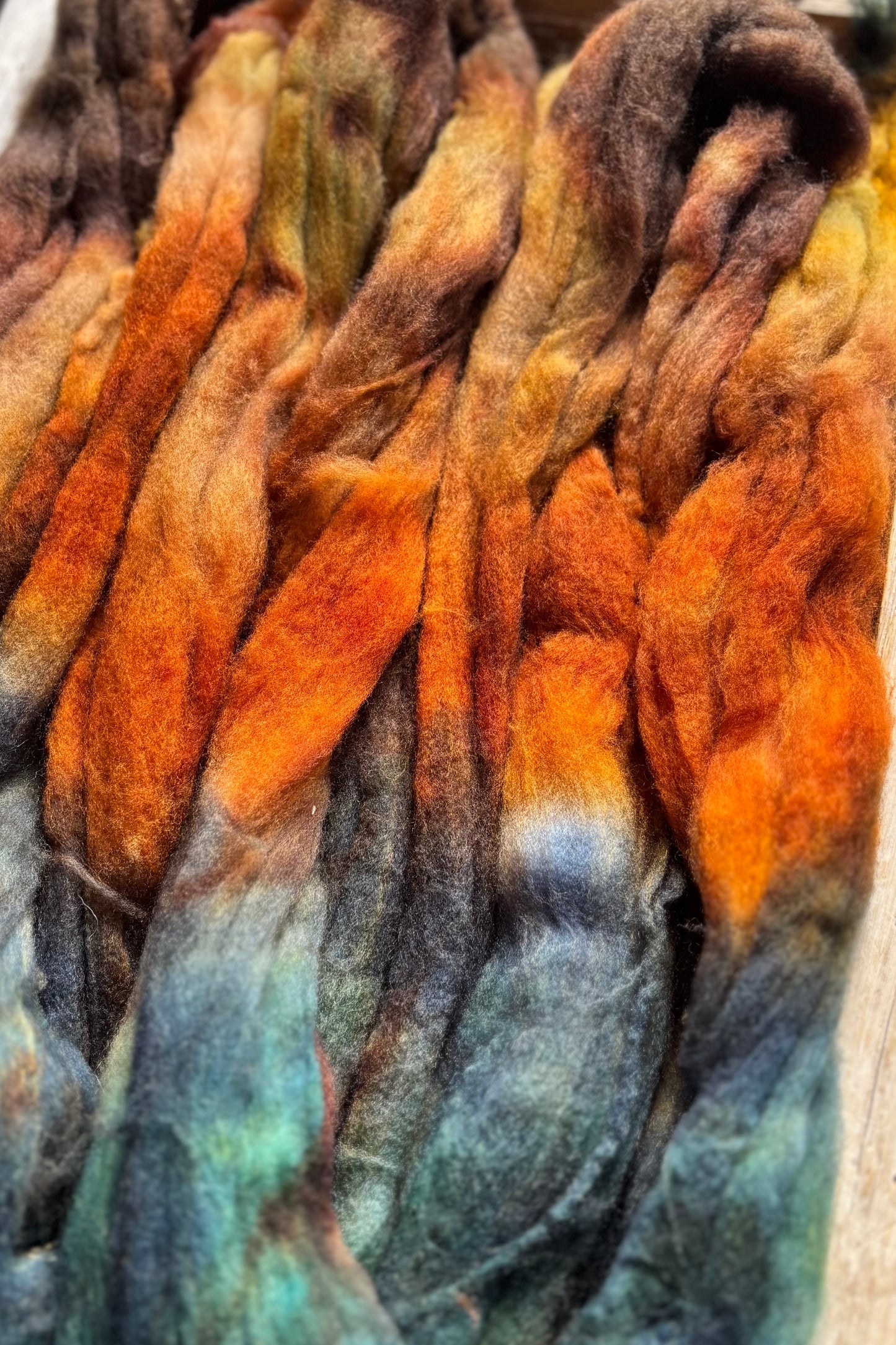 One of a Kind Batch - 100 grams of Spinning Fibre - 80% Superwash Merino Wool/ 20% Nylon - 22.5 Micron - Hand Dyed Combed Top