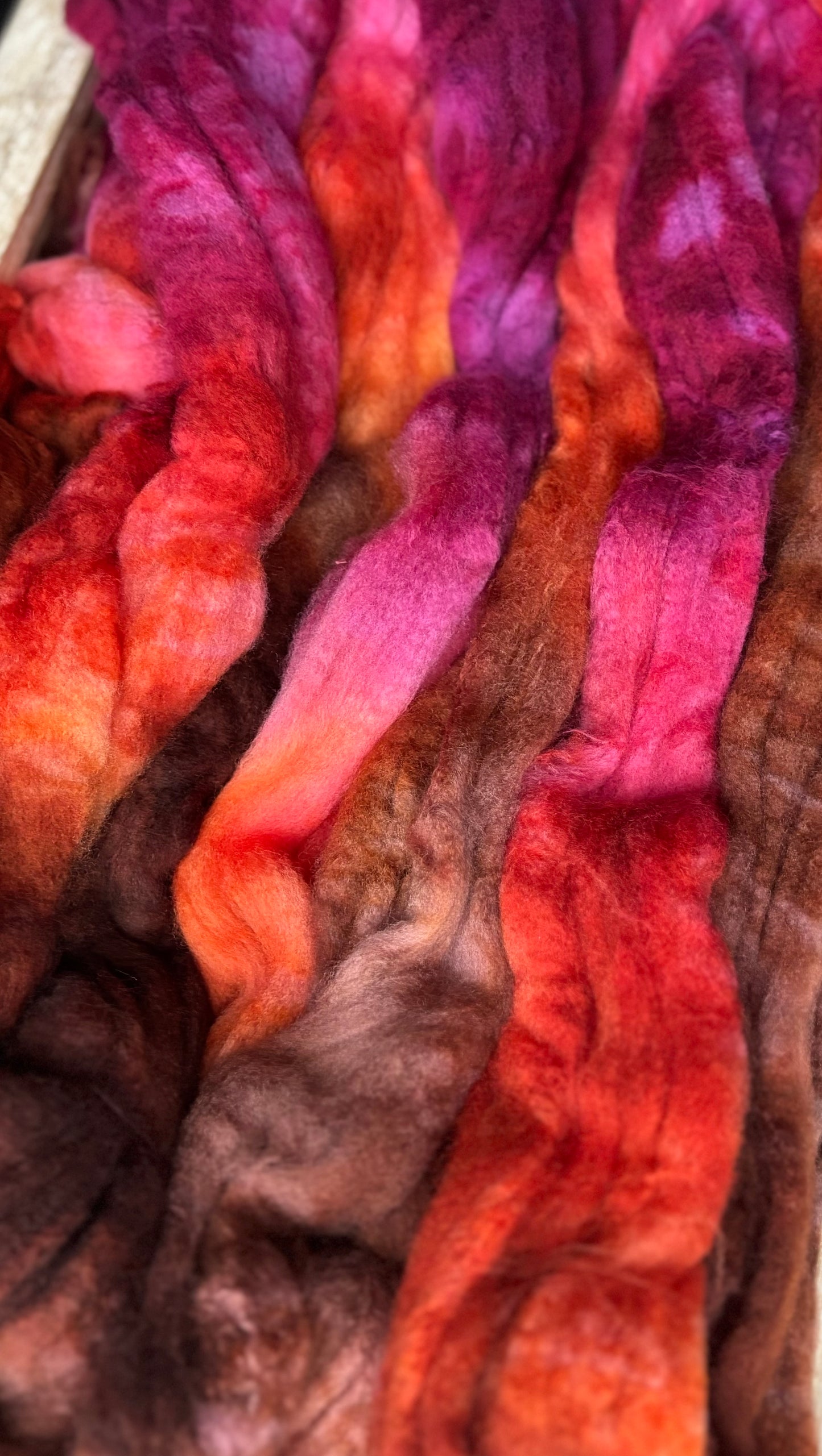 One of a Kind Batch - 100 grams of Spinning Fibre - Superwash Merino Wool 22 Micron - Hand Dyed Combed Top