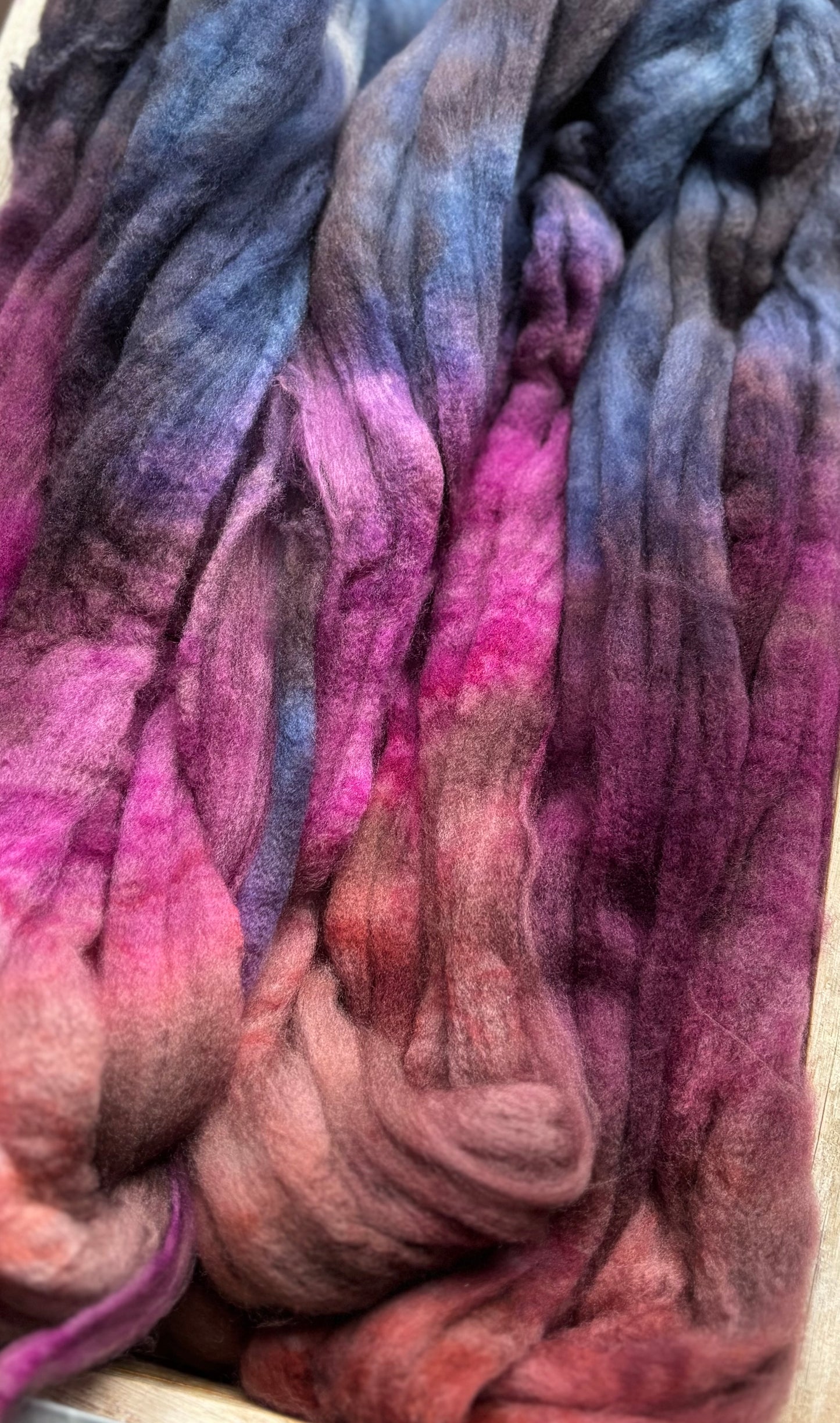 One of a Kind Batch - 100 grams of Spinning Fibre - Superwash Merino Wool 22 Micron - Hand Dyed Combed Top