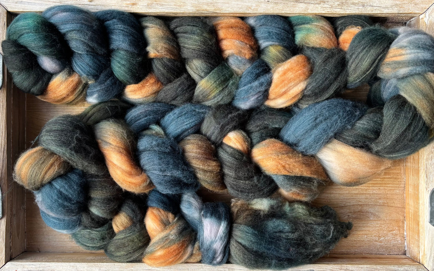 One of a Kind Batch - 100 grams of Spinning Fibre - 80% Superwash Merino Wool/ 20% Nylon - 22.5 Micron - Hand Dyed Combed Top