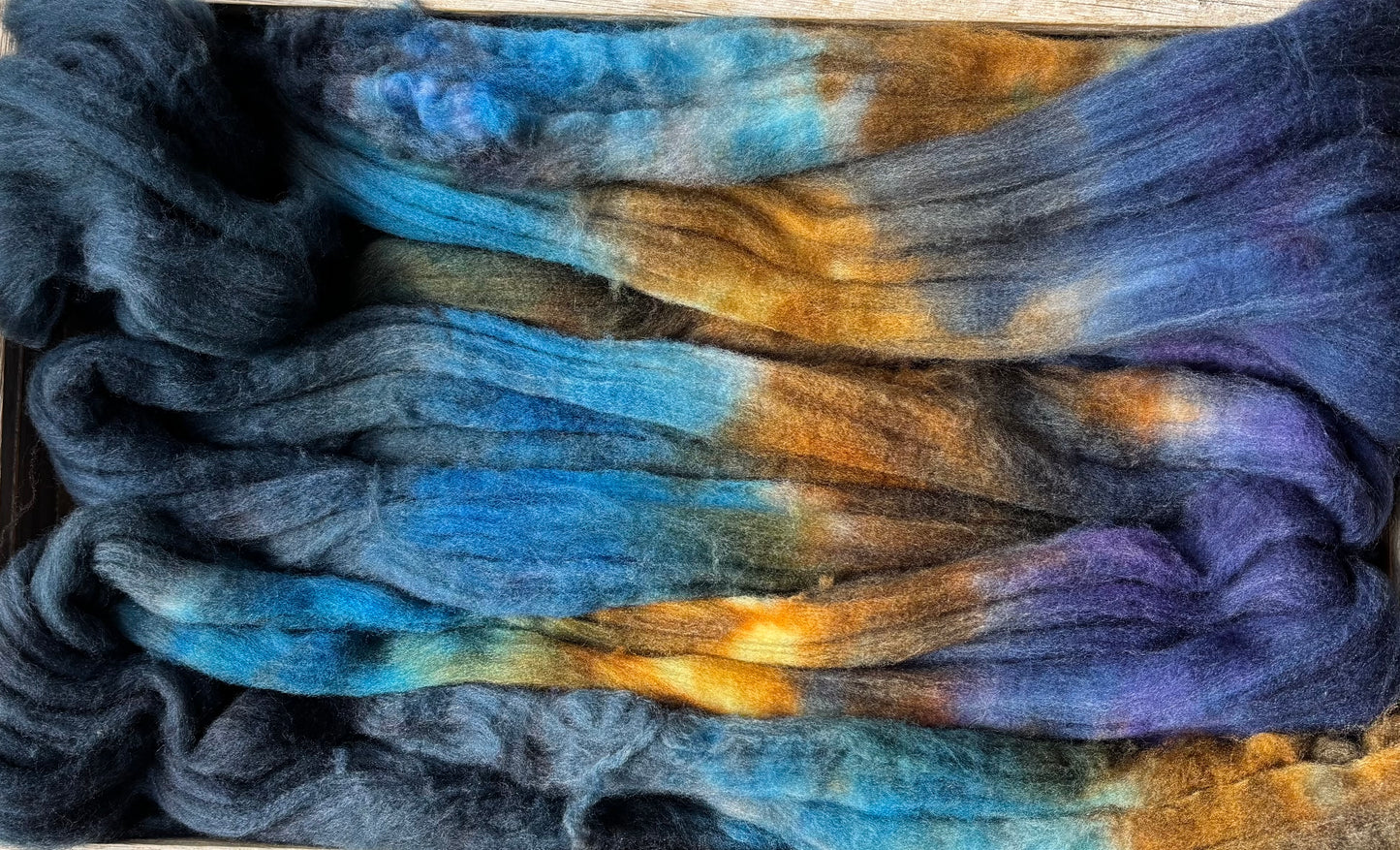 One of a Kind Batch - 100 grams of Spinning Fibre - 80% Superwash Merino Wool/ 20% Nylon - 22.5 Micron - Hand Dyed Combed Top