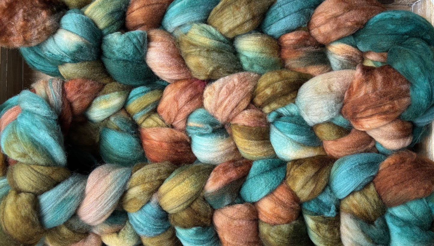 One of a Kind Batch - 100 grams of Spinning Fibre - Superwash Merino Wool 22 Micron - Hand Dyed Combed Top