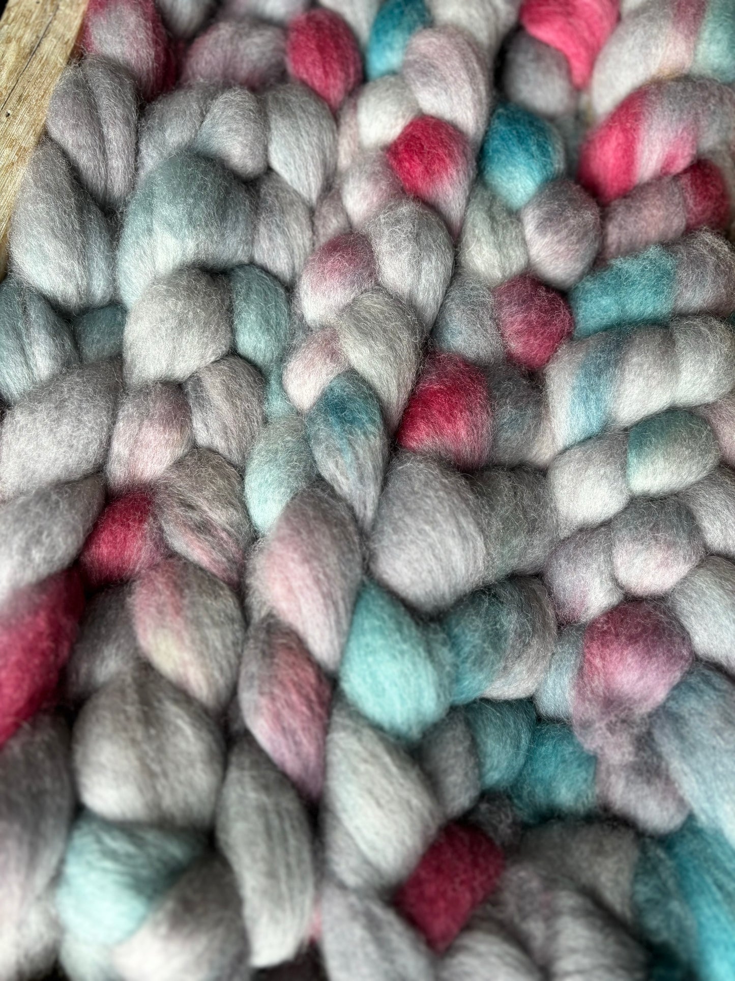 One of a Kind Batch - 100 grams of Spinning Fibre - Bluefaced Leicester Wool - 26 Micron - Hand Dyed Combed Top