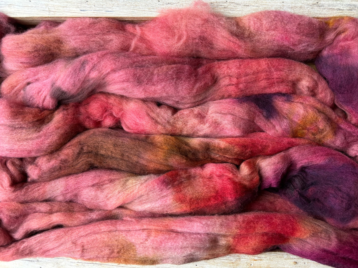 One of a Kind Batch - 100 grams of Spinning Fibre - Untreated Merino Wool 22 Micron - Hand Dyed Combed Top