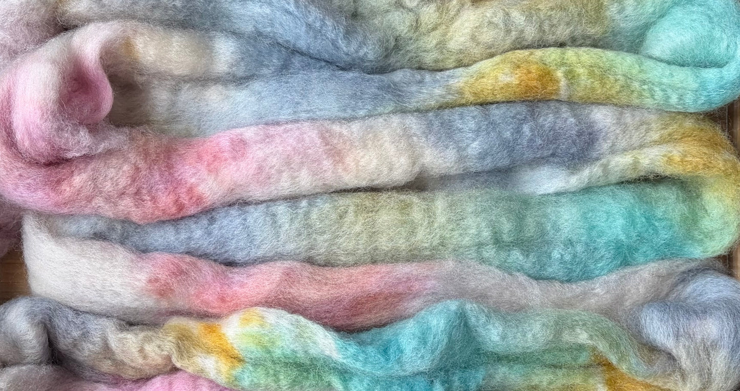 Bluefaced Leicester Wool - 26 Micron - One of a Kind Batch - 100 grams of Spinning Fibre - Hand Dyed Combed Top