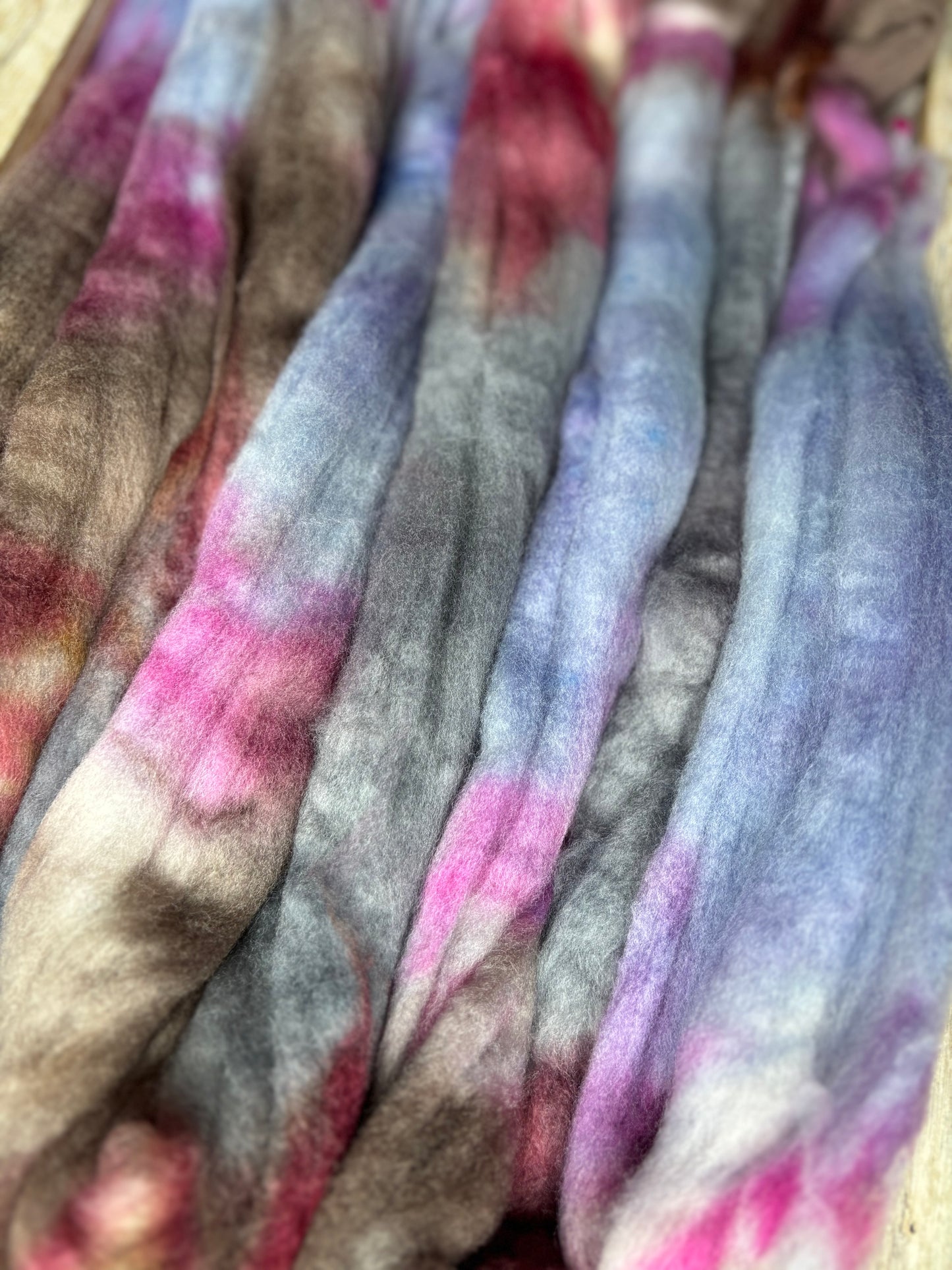 One of a Kind Batch - 100 grams of Spinning Fibre - Untreated Merino Wool 22 Micron - Hand Dyed Combed Top