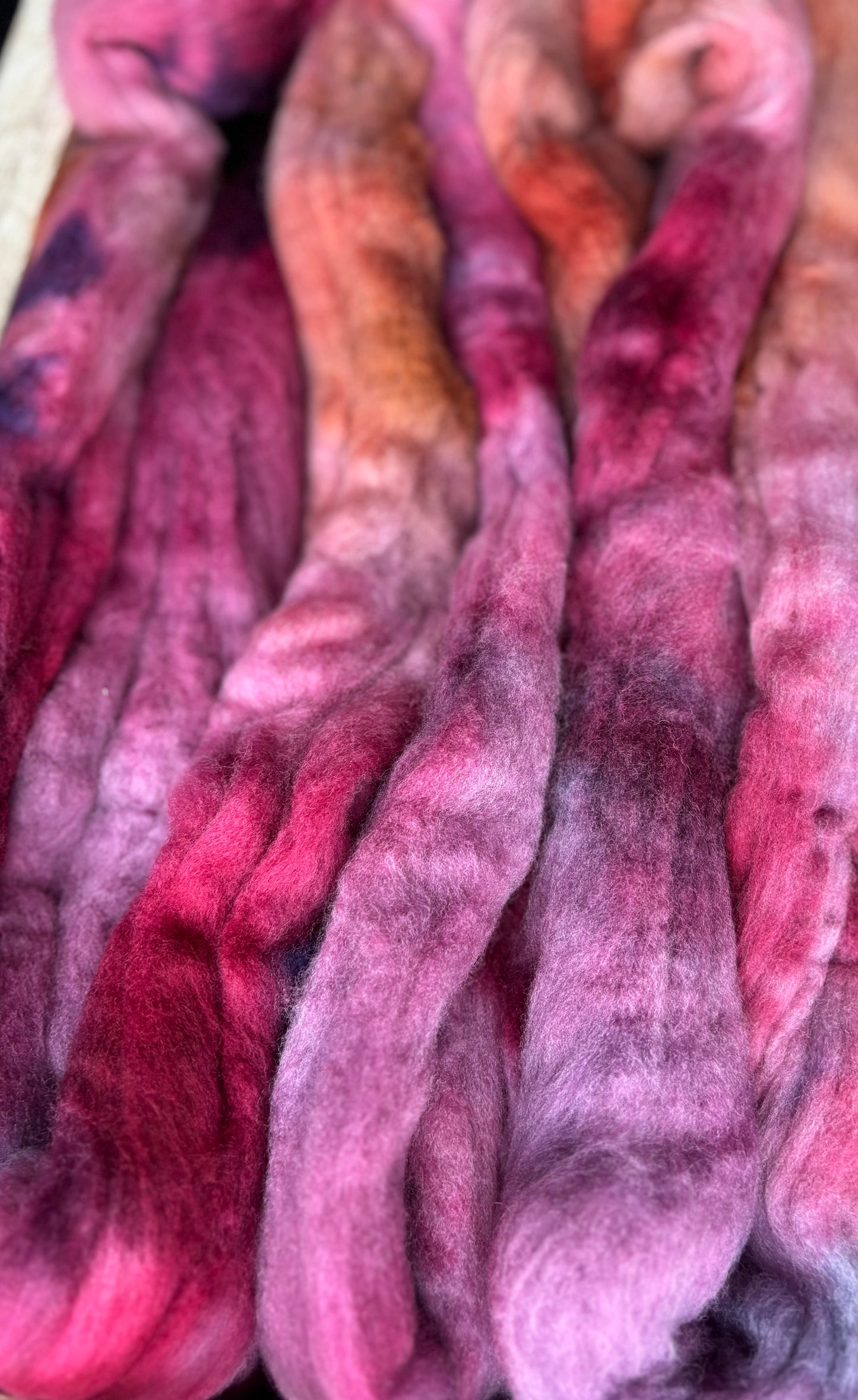 One of a Kind Batch - 100 grams of Spinning Fibre - Untreated Merino Wool 22 Micron - Hand Dyed Combed Top