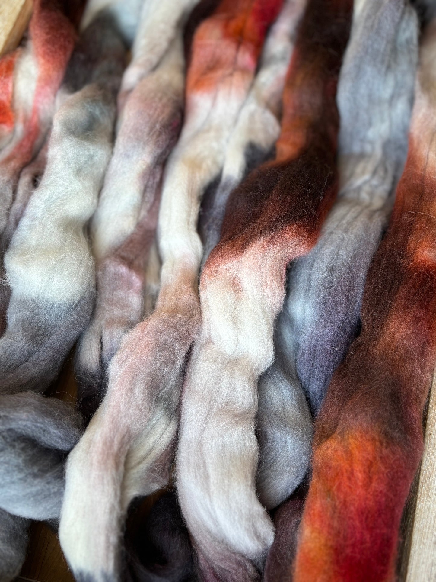 One of a Kind Batch - 100 grams of Spinning Fibre - 100% Targhee - 23 Micron - Hand Dyed Combed Top