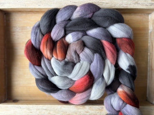 One of a Kind Batch - 100 grams of Spinning Fibre - 100% Targhee - 23 Micron - Hand Dyed Combed Top