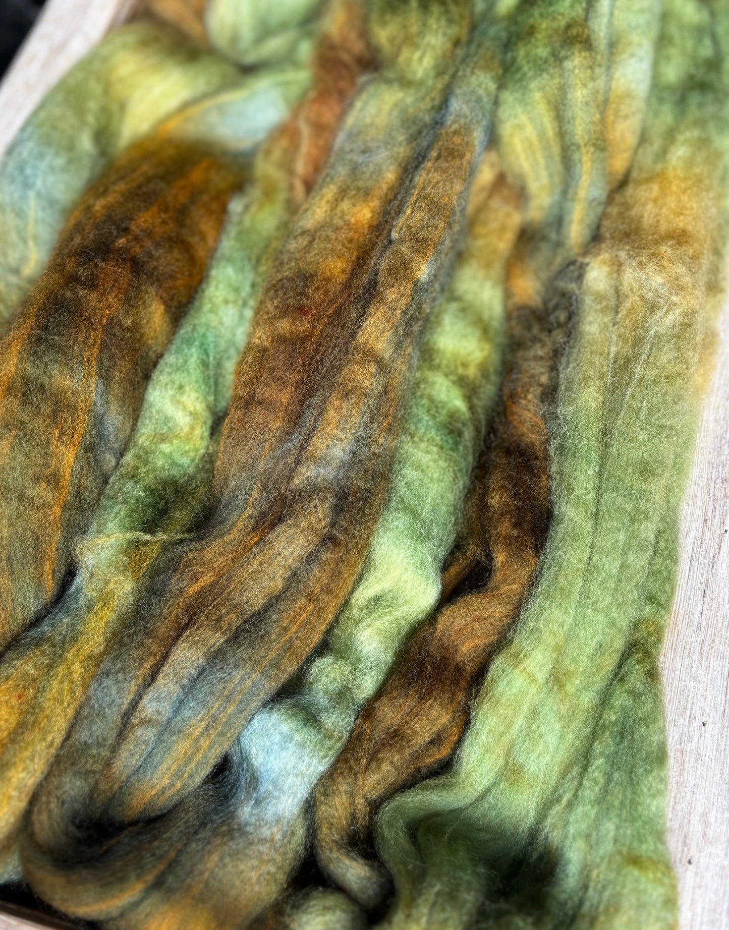 One of a Kind Batch - 100 grams of Spinning Fibre - 80% Superwash Merino Wool/ 20% Nylon - 22.5 Micron - Hand Dyed Combed Top